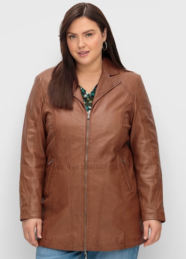 sheego Lederjacke - cognac