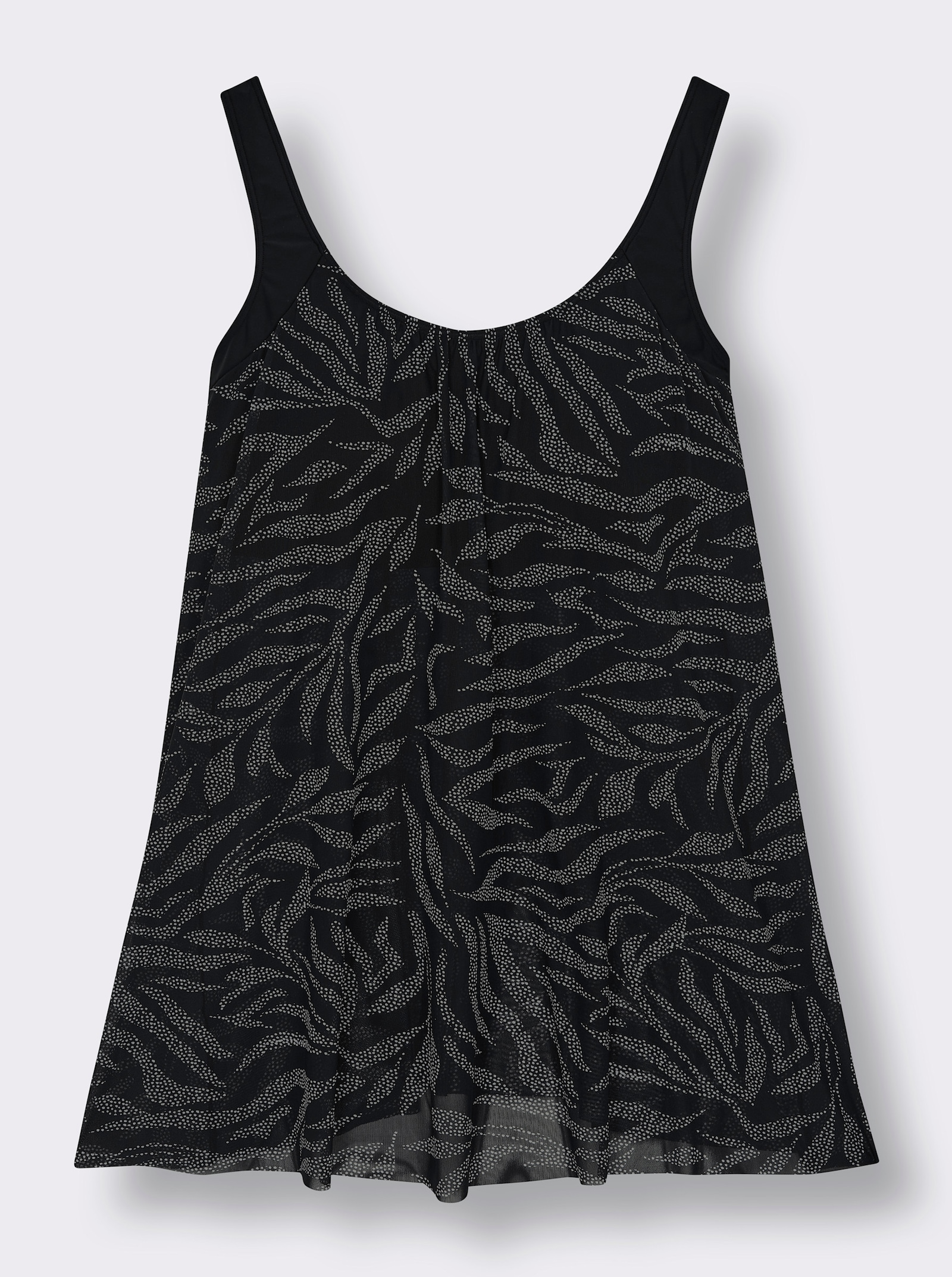 sheego Tankini-Oberteil in A-Linie - schwarz-weiß-bedruckt