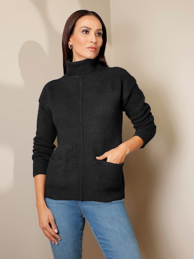 heine Rollkragenpullover mit eingearbeiteten Taschen - schwarz