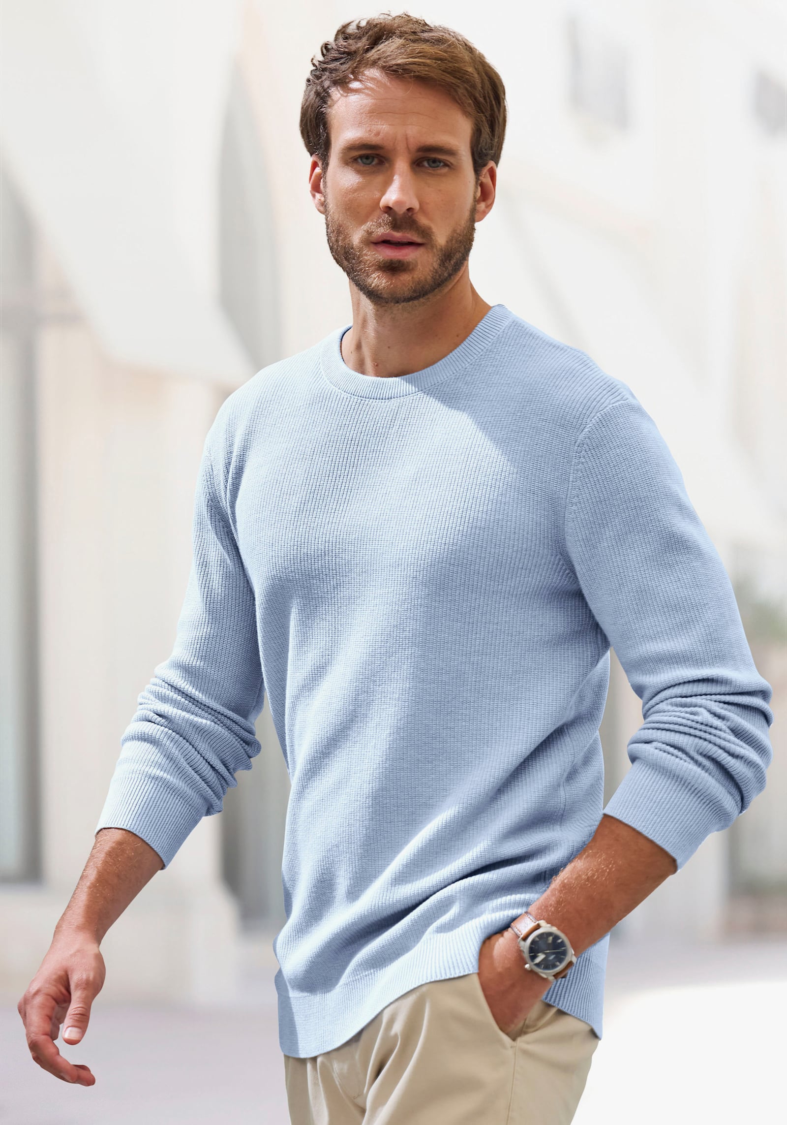 John Devin Strickpullover - hellblau