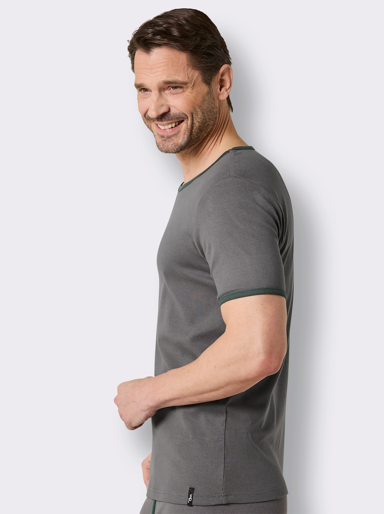 wäschepur men Shirt - anthrazit + moos