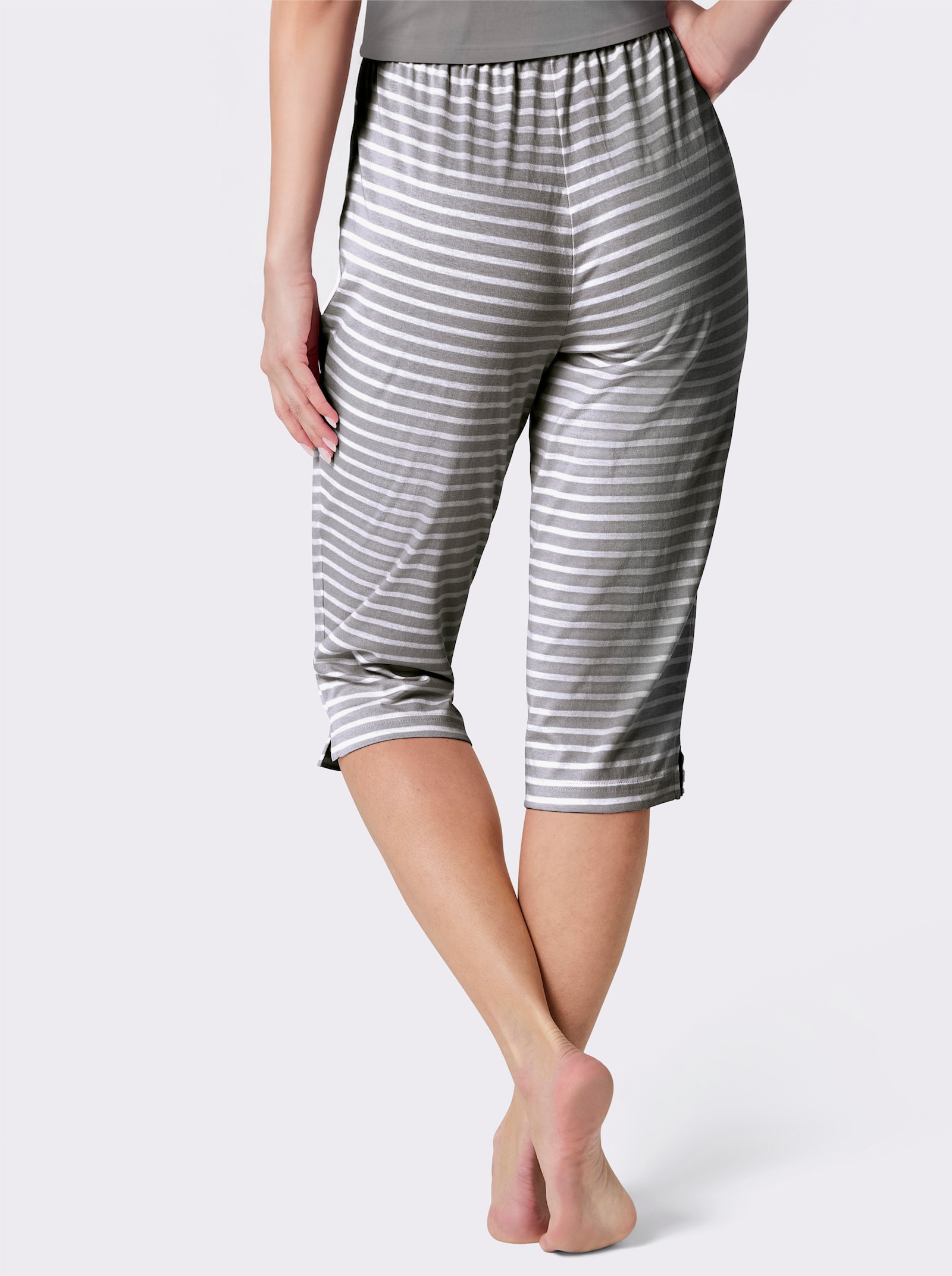 wäschepur Capri-legging - steengrijs/wit gestreept