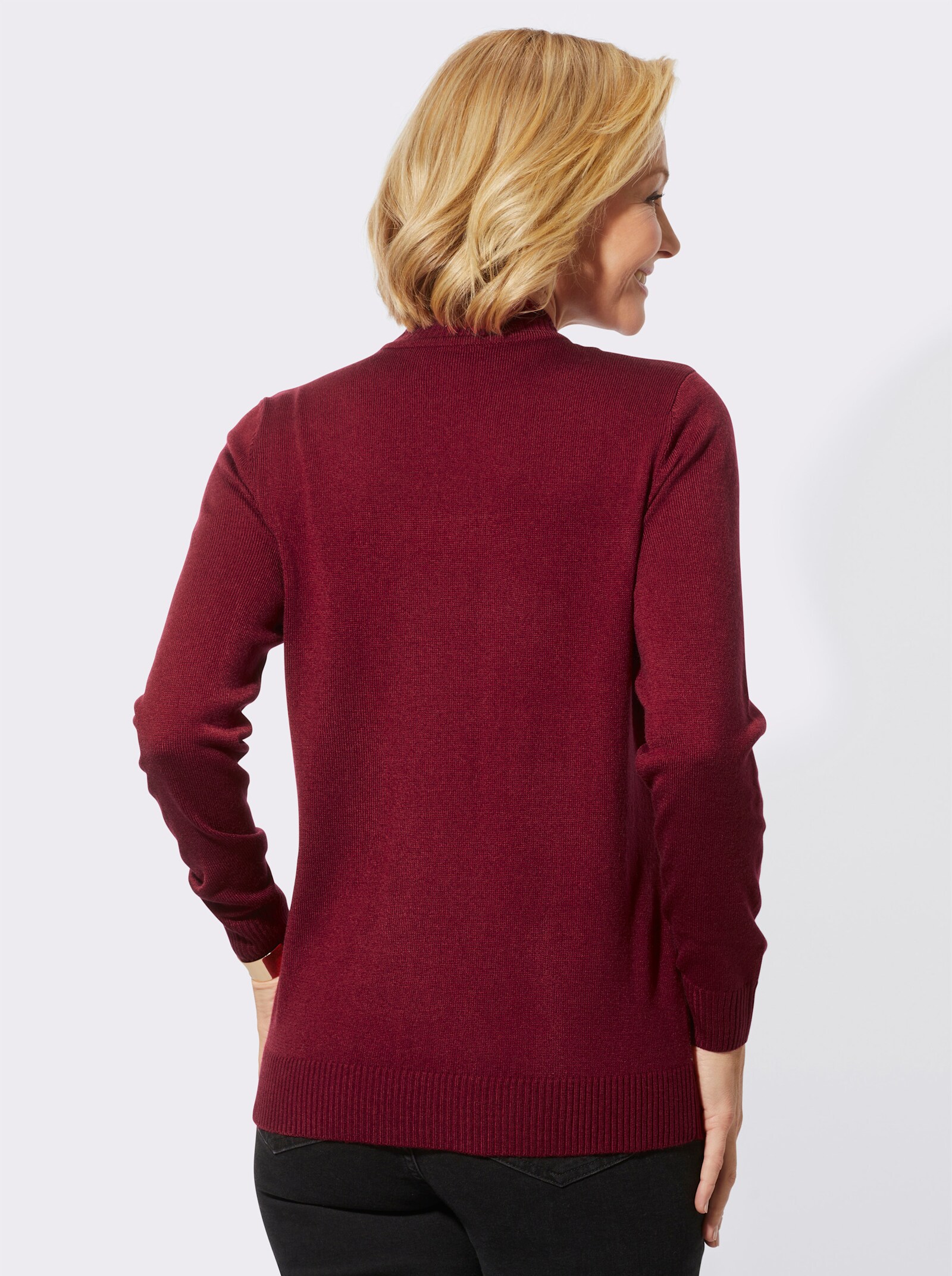 Stehkragenpullover im Strickmuster - kirsche-sand-gemustert