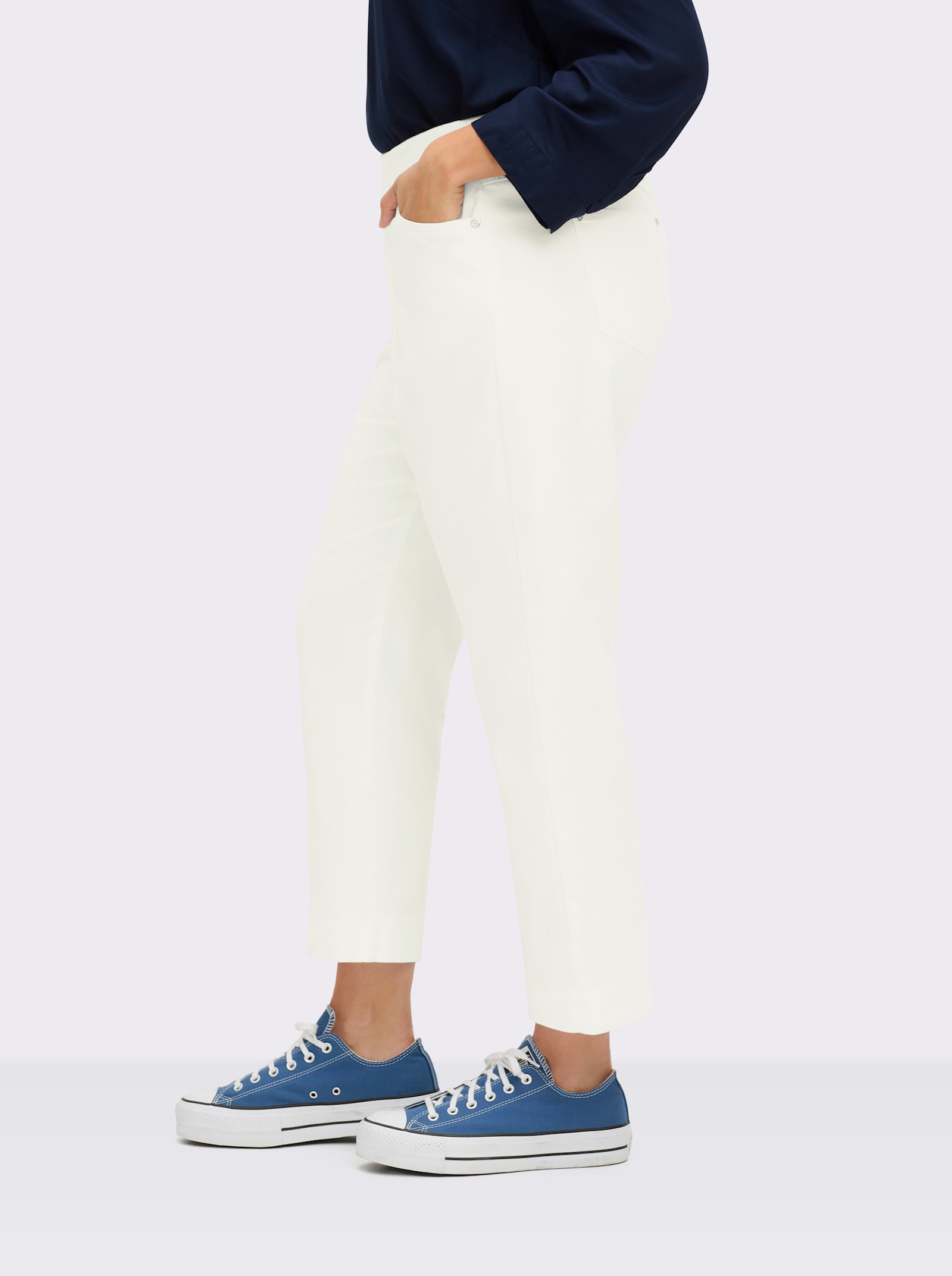 7/8-Jeans mit Jersey-Bund in softer Qualität - weiß