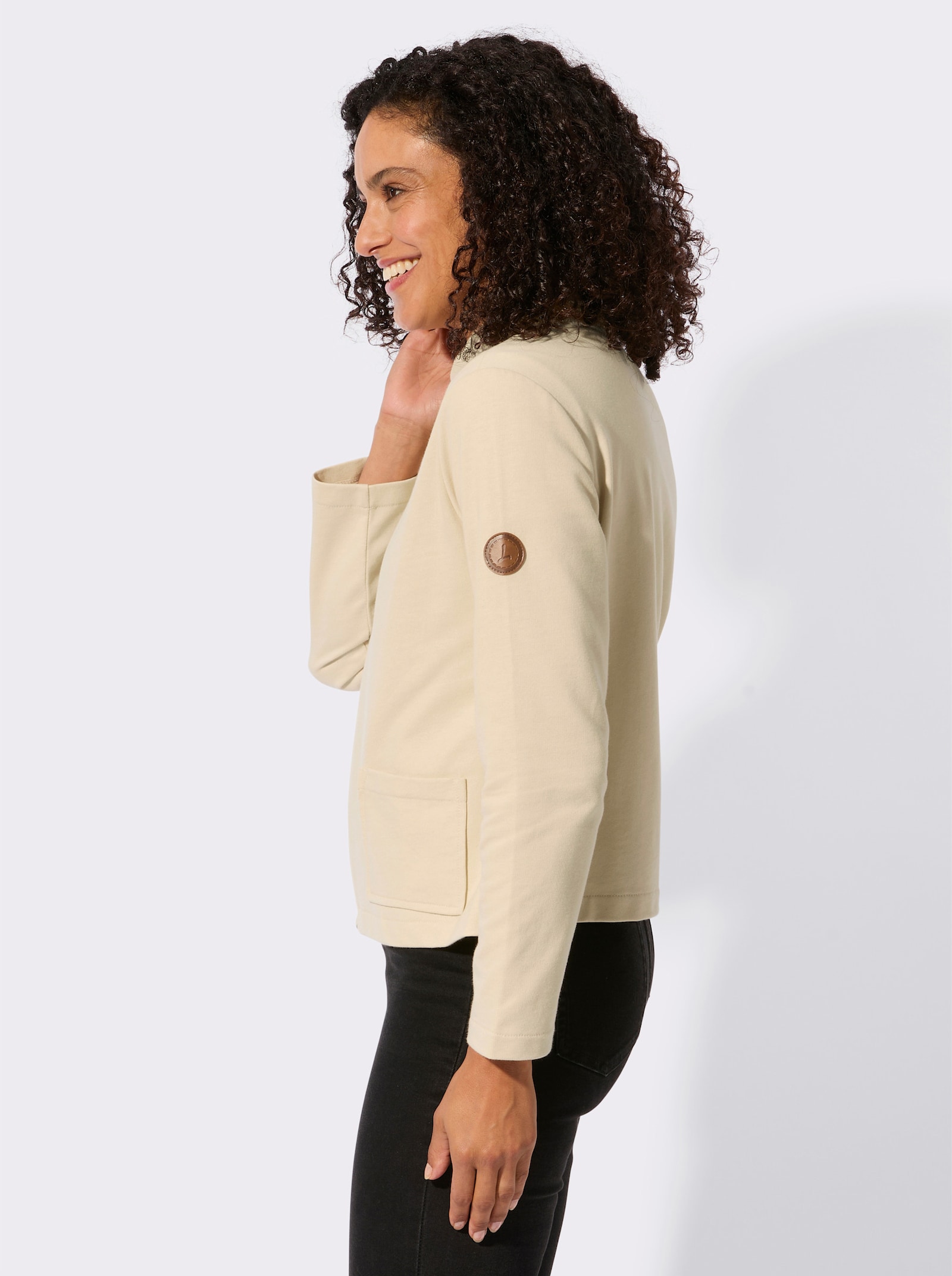 Sweatjacke aus reiner Baumwolle - sand