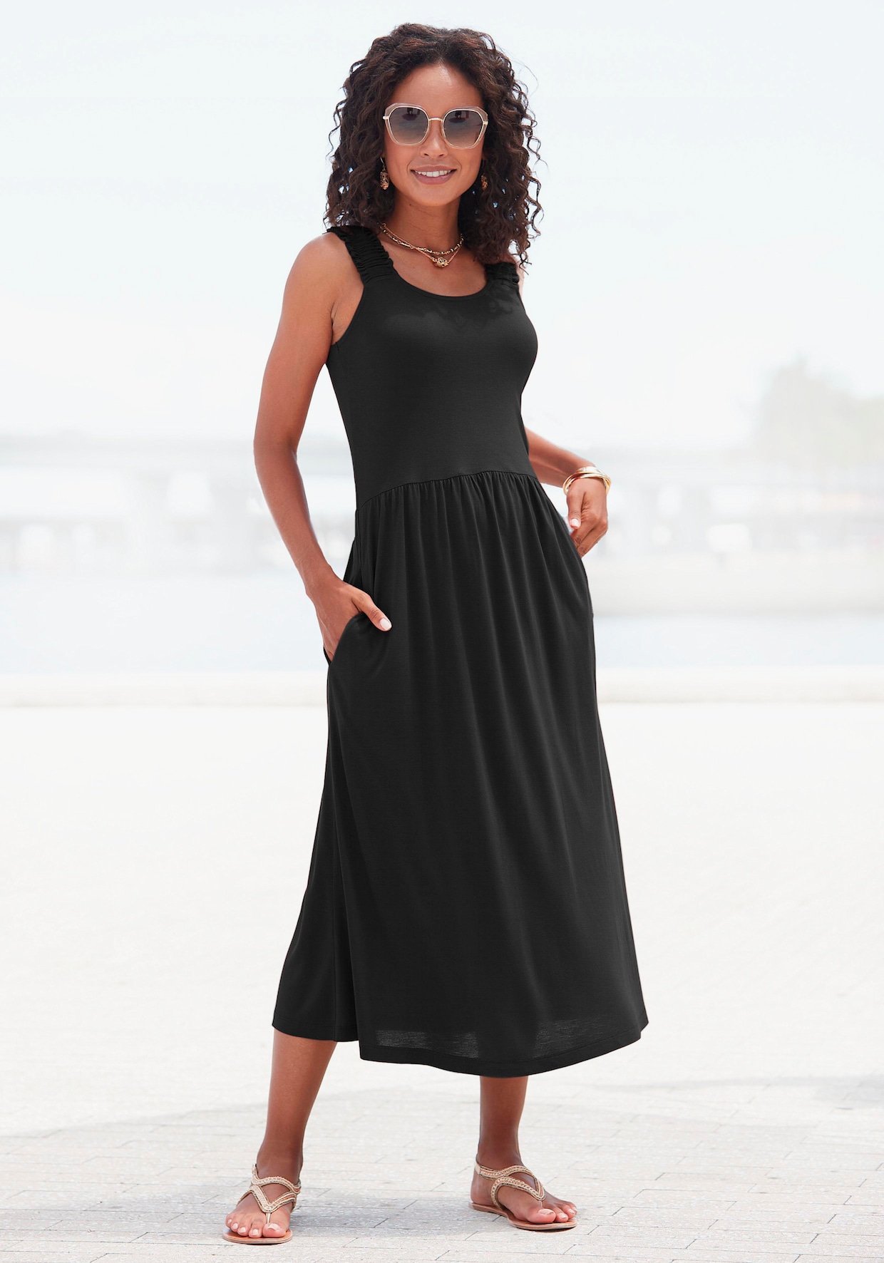 Beachtime Jerseykleid - schwarz