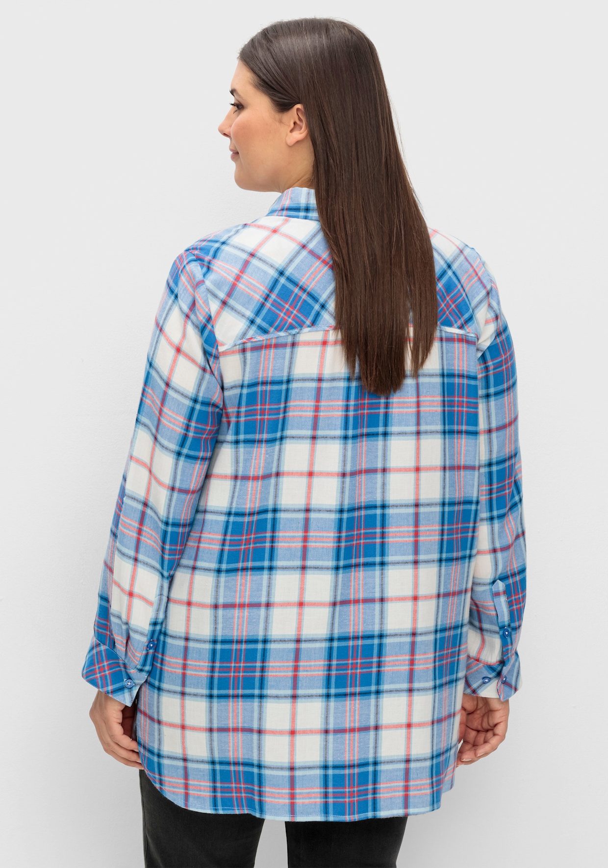 sheego Flanellbluse - offwhite-kariert