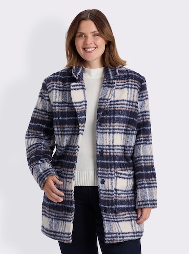 Longjacke für normale Wintertemperaturen - marine-champagner-kariert