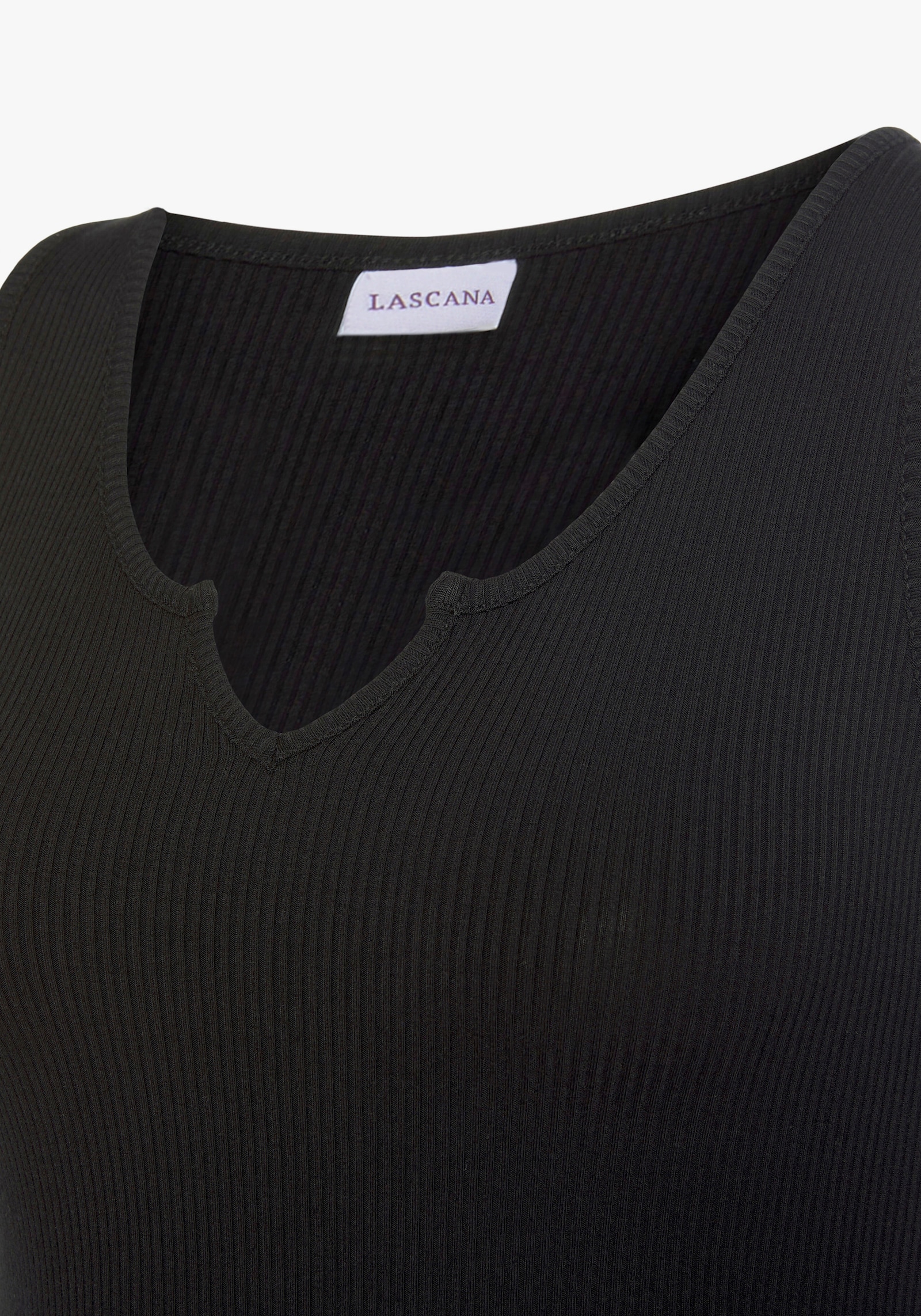 LASCANA ribtanktop - zwart