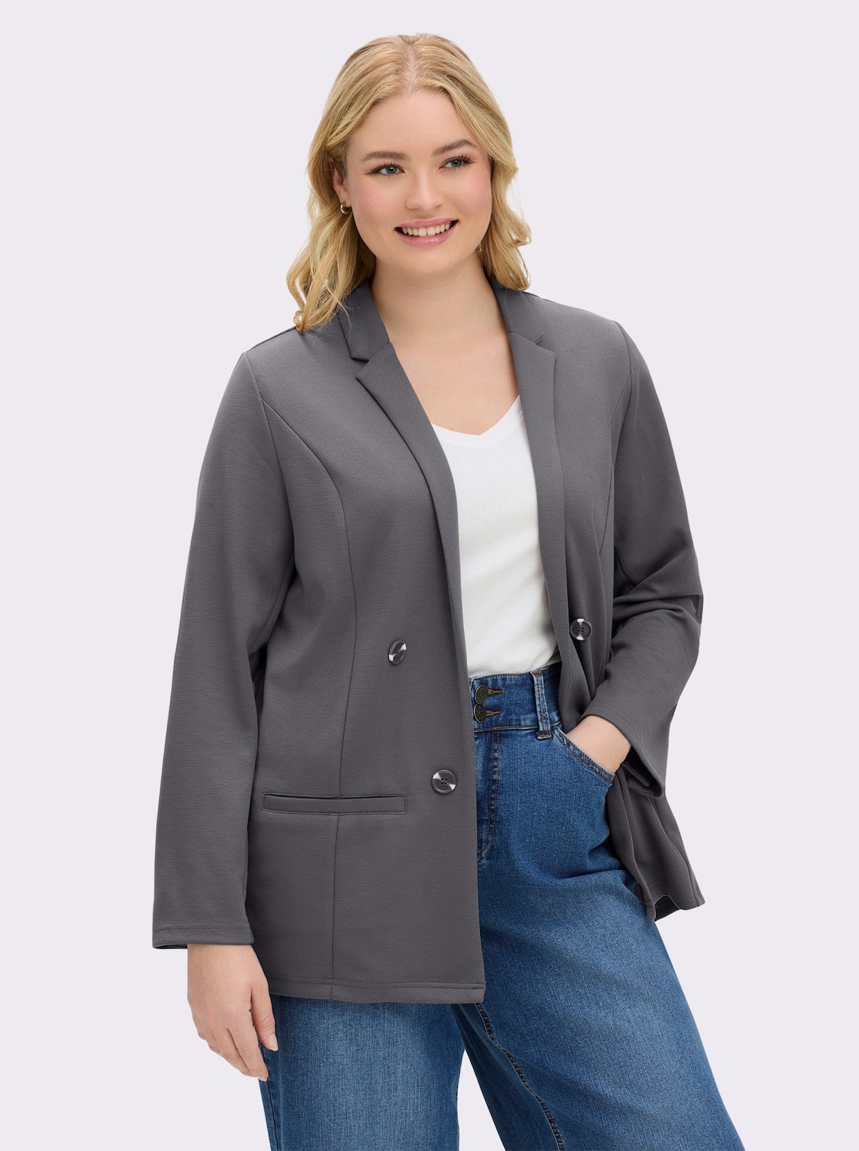 Blazer mit Schmuckknöpfen - anthrazit