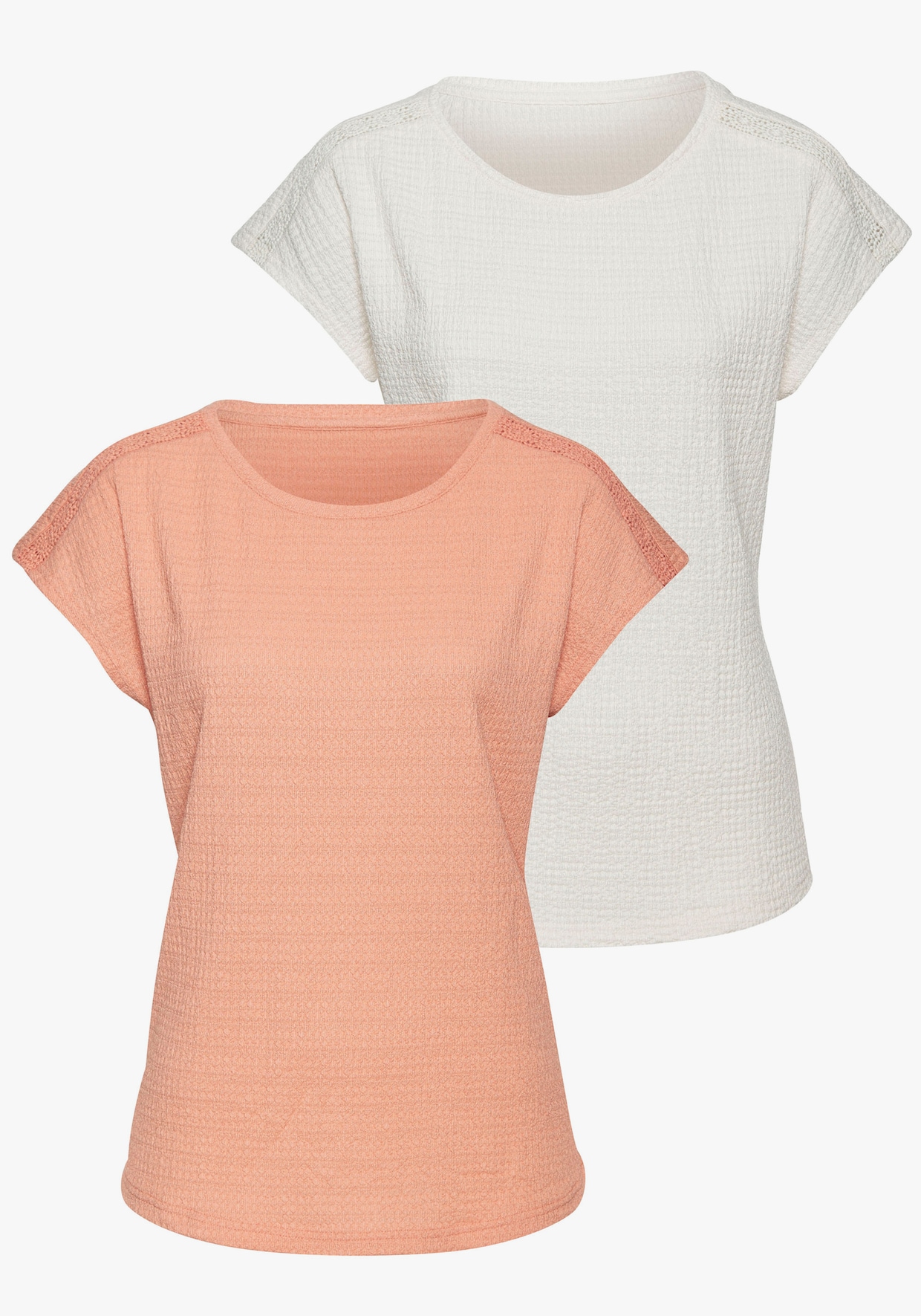 Vivance Rundhalsshirt - peach, creme