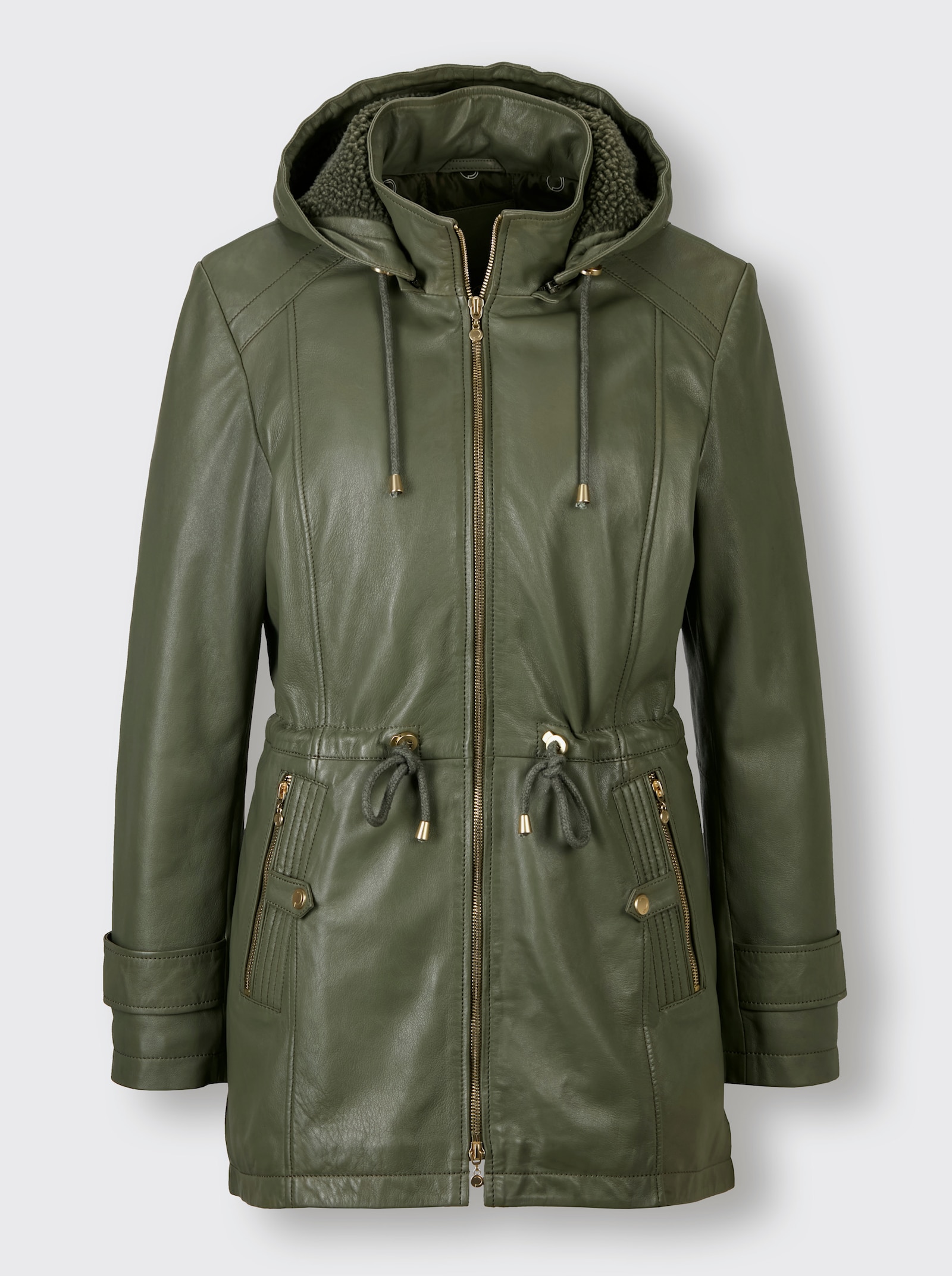 Mainpol Lederjacke aus handschuhweichem Lammnappa - khaki