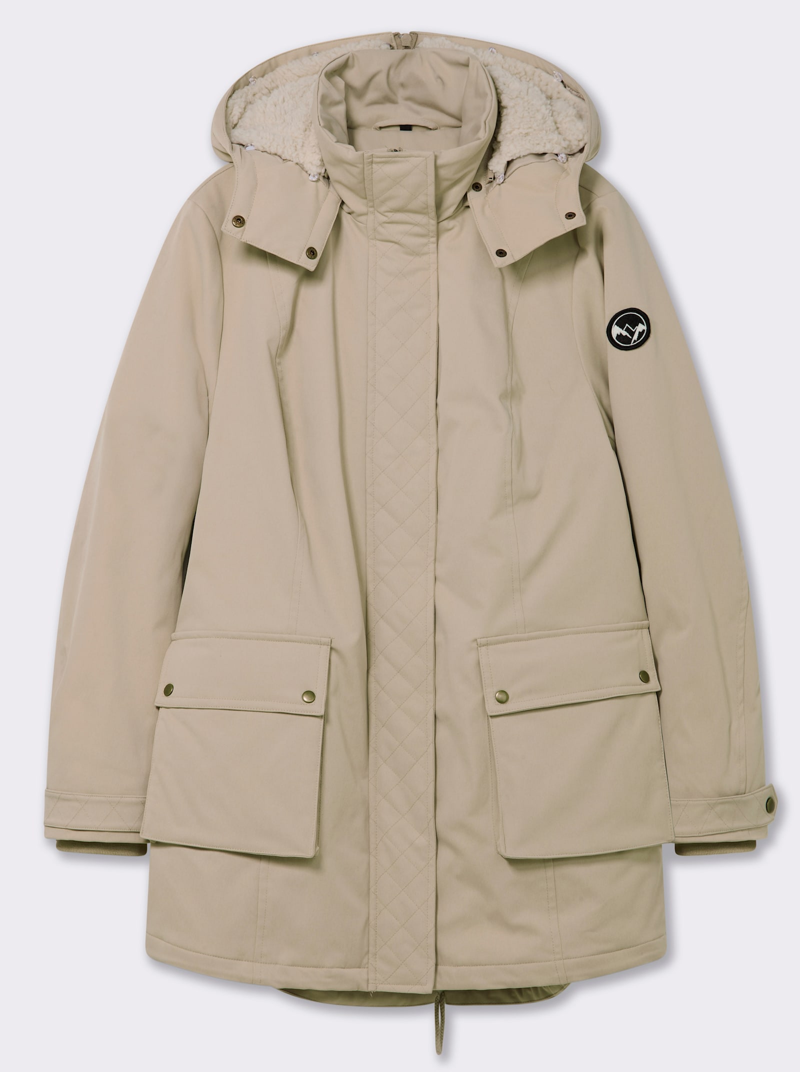 sheego Parka mit teilbarer Kapuze - beige