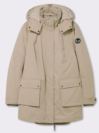 sheego Parka mit teilbarer Kapuze - beige
