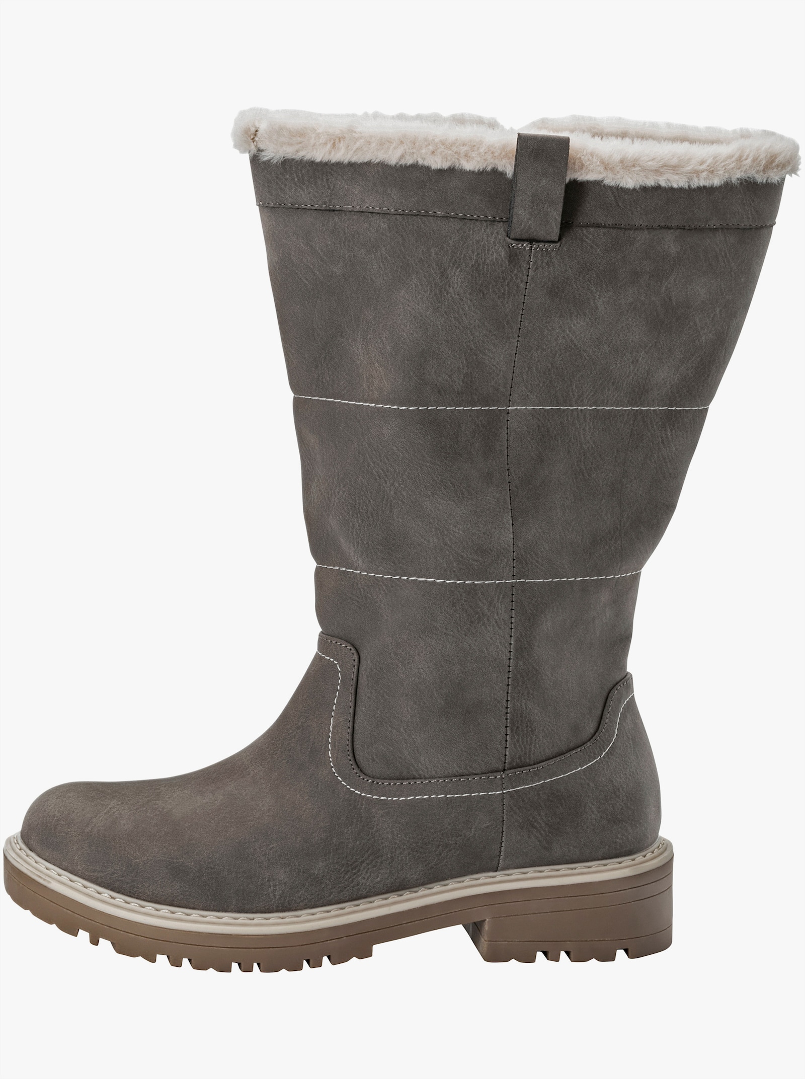 sheego Stiefel mit Pelz-Imitat gefüttert - taupe