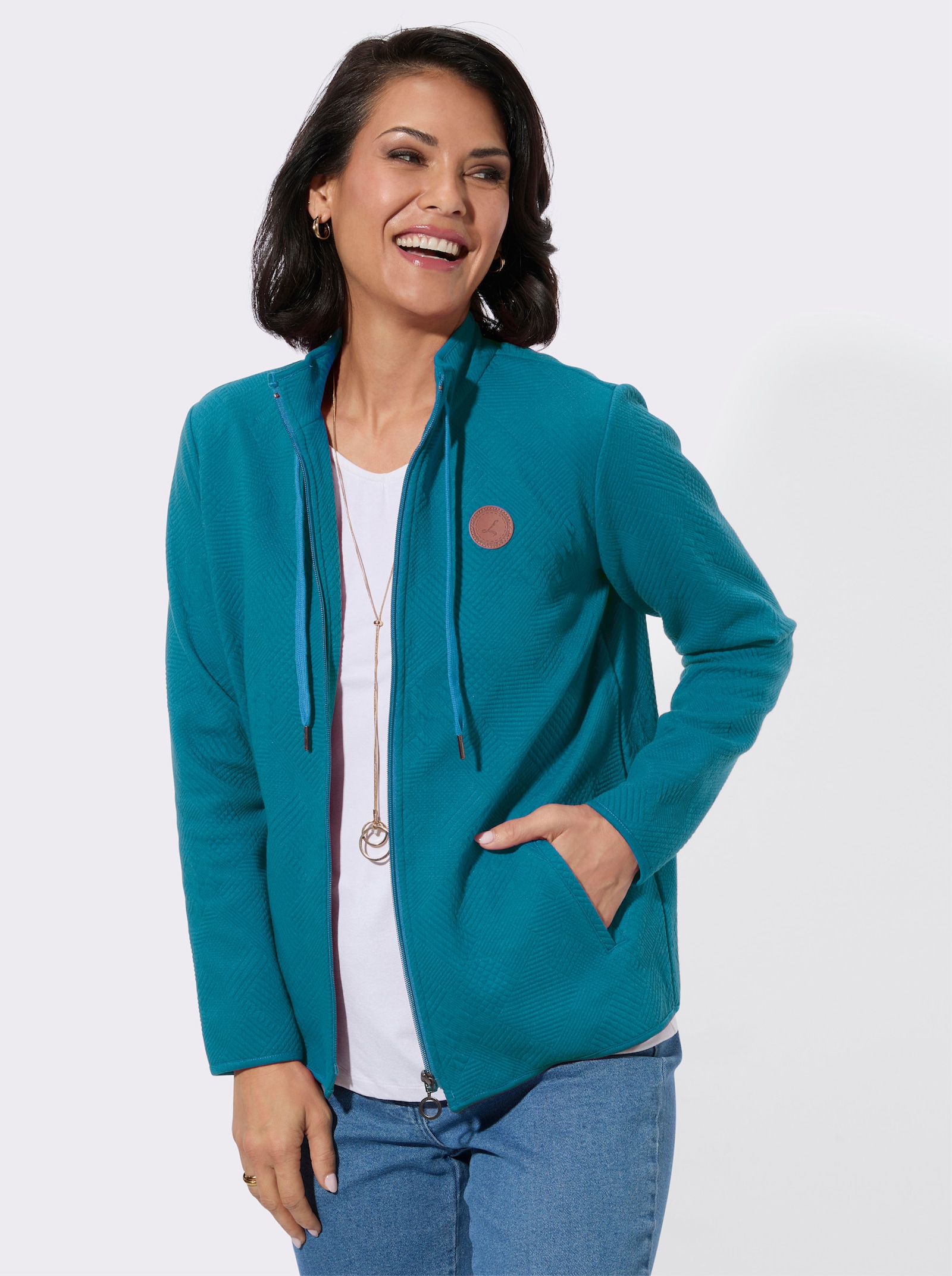 Shirtjacke im Jacquard-Mustermix - aquapetrol