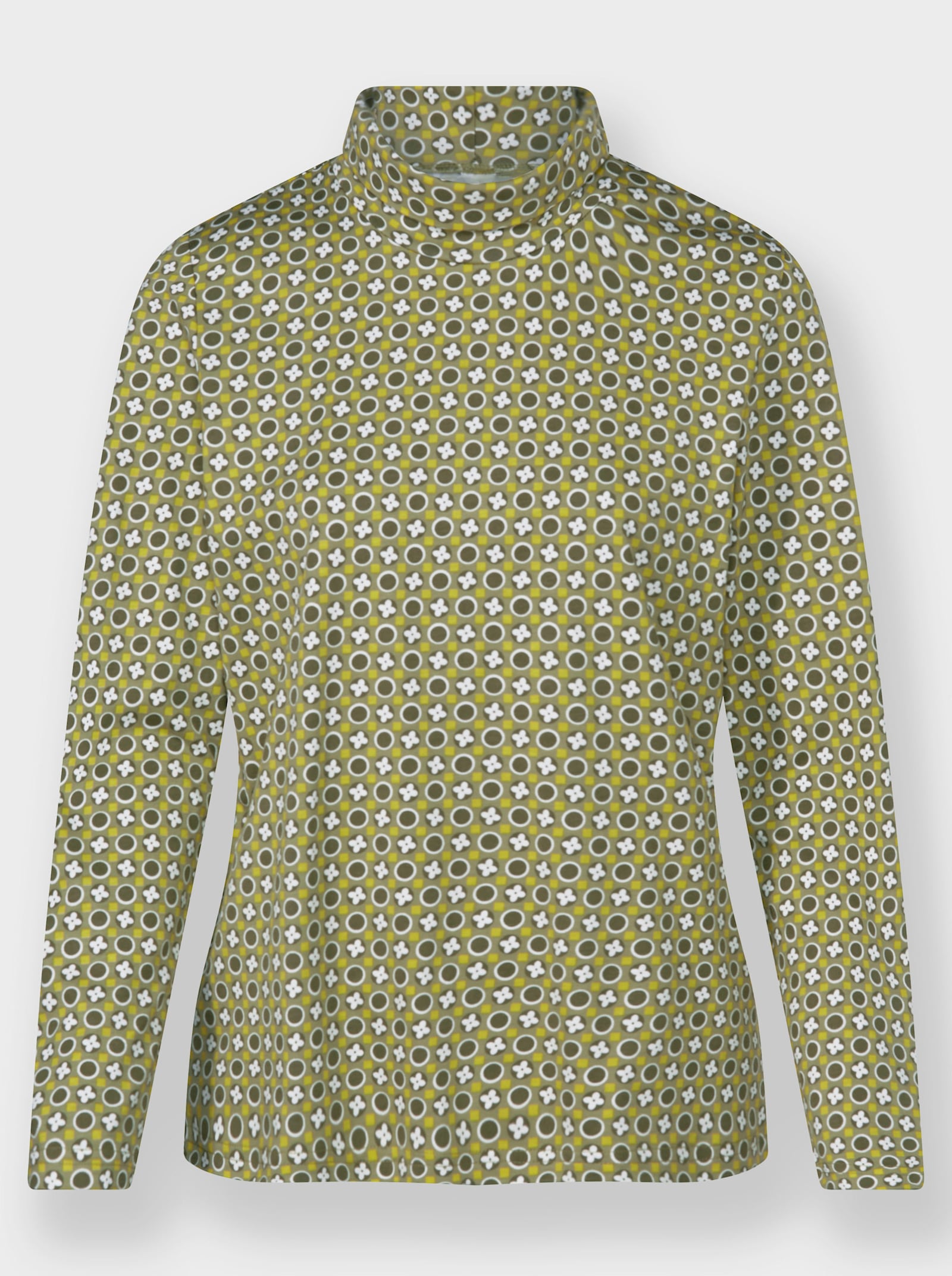 Rollkragenshirt mit Minimal-Dessin - ecru-schilf-bedruckt