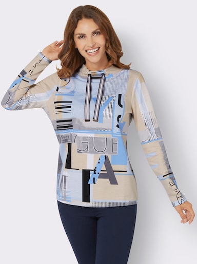 Sweatshirt mit Buchstaben-Print - himmelblau-ecru