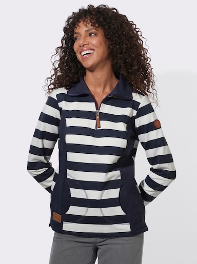 Sweatshirt in weich angerauter Qualität - marine-ecru