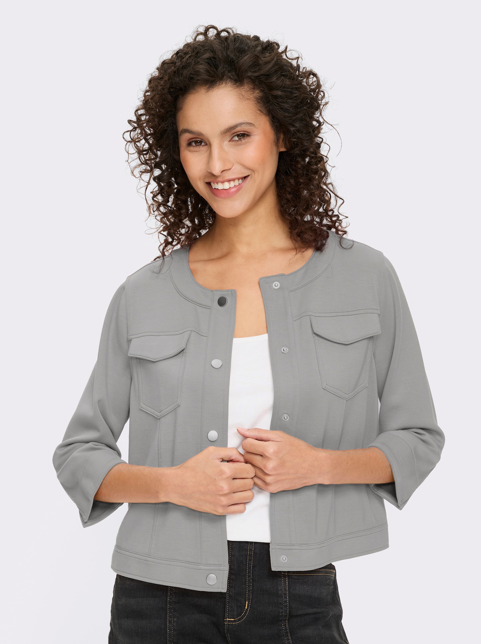 heine Shirtjacke - steingrau