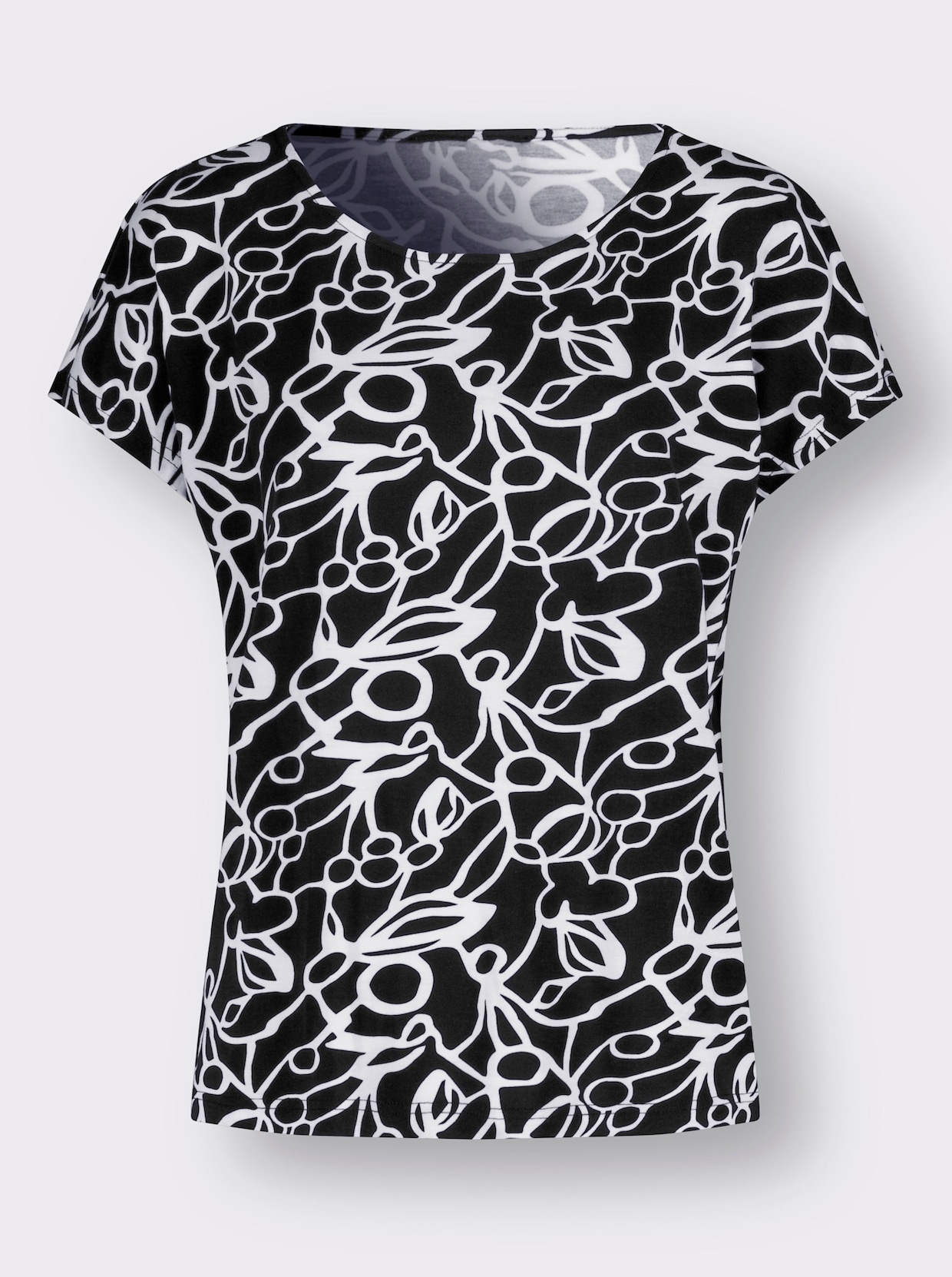 Shirt - zwart/ecru geprint