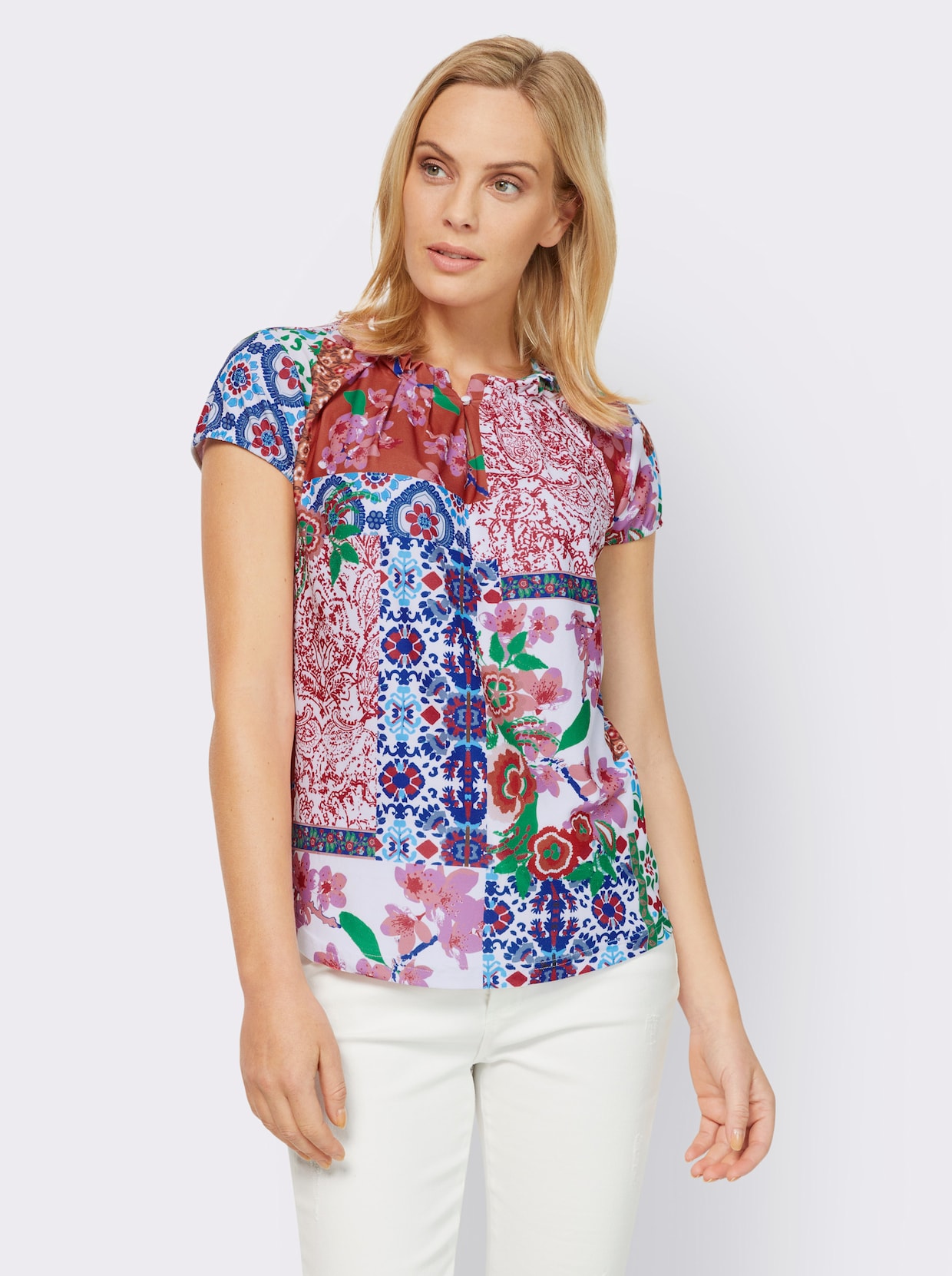 heine Kurzarmshirt - erdbeere-ecru-bedruckt