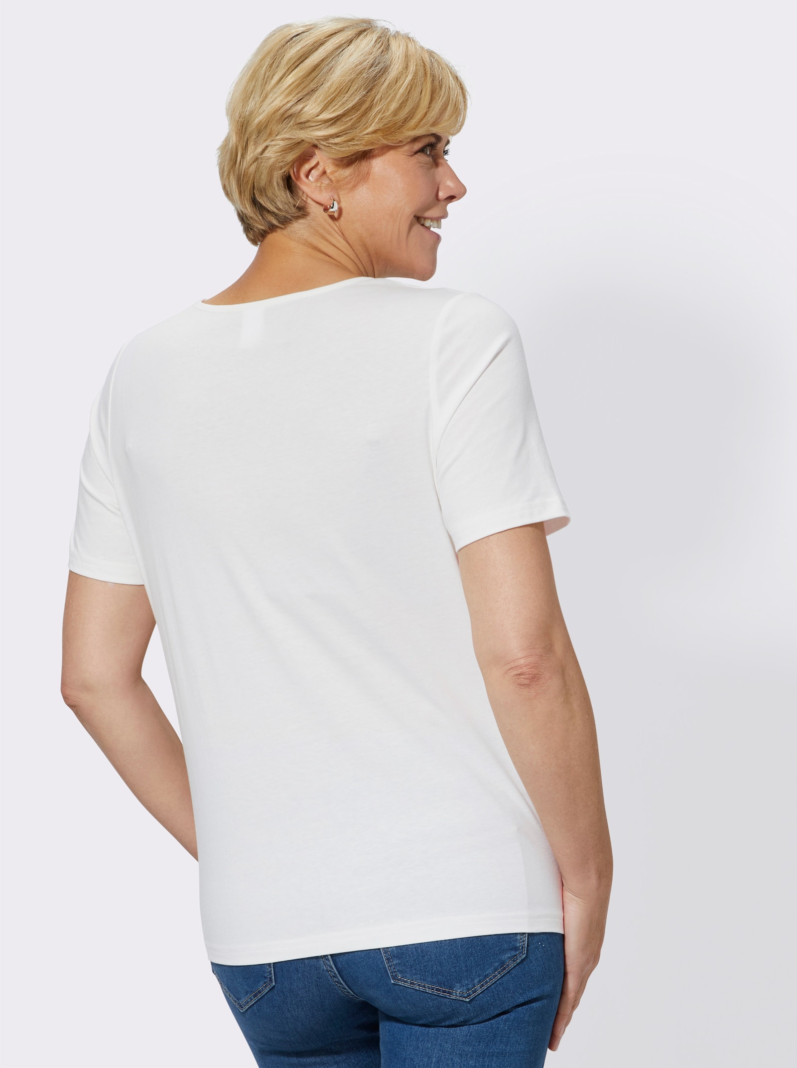 Kurzarmshirt mit platziertem Druck-Motiv - altrosé-bedruckt