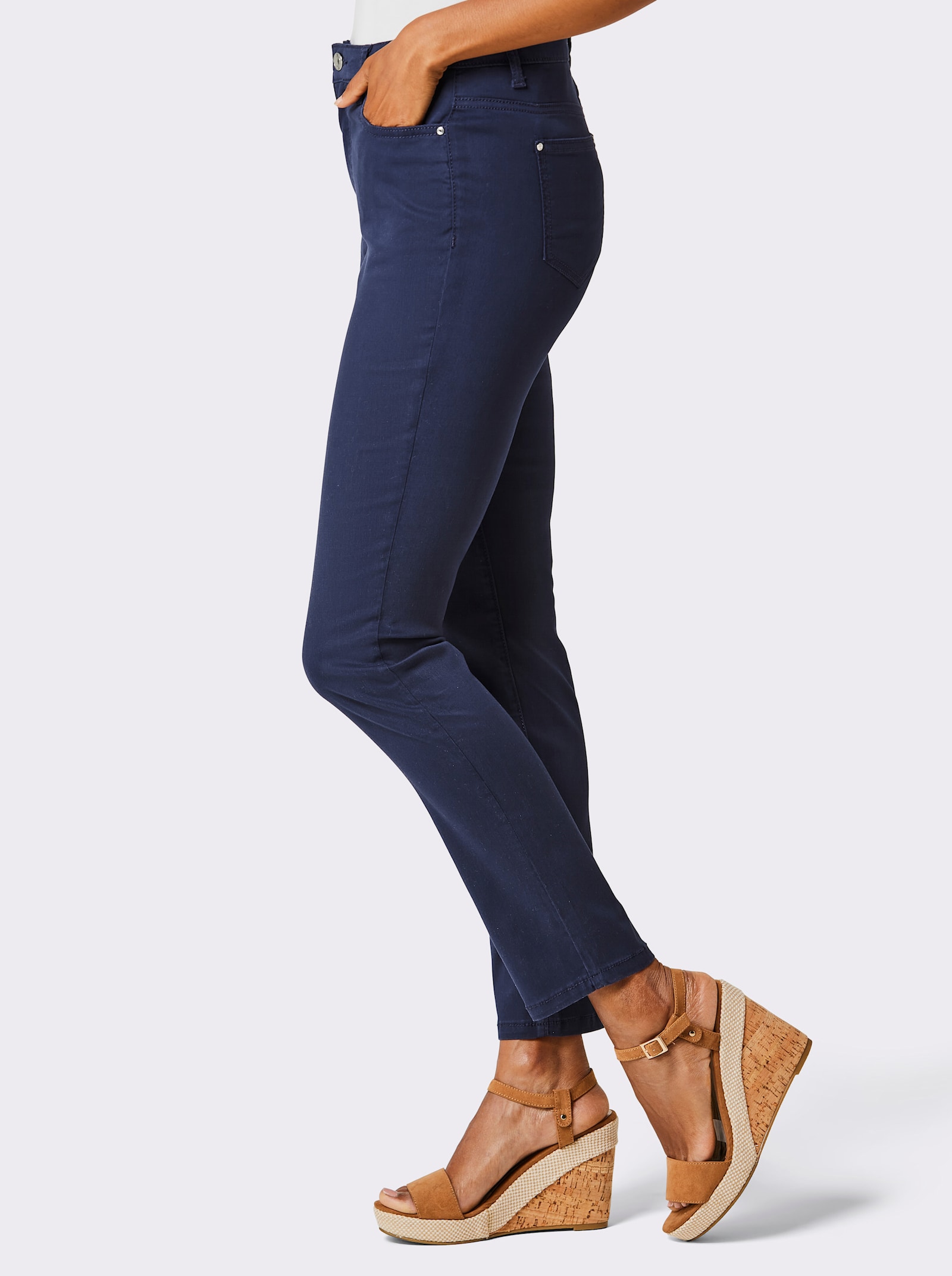 CREATION L PREMIUM 5-Pocket-Jeans in weichem Materialmix mit Lyocell - marine