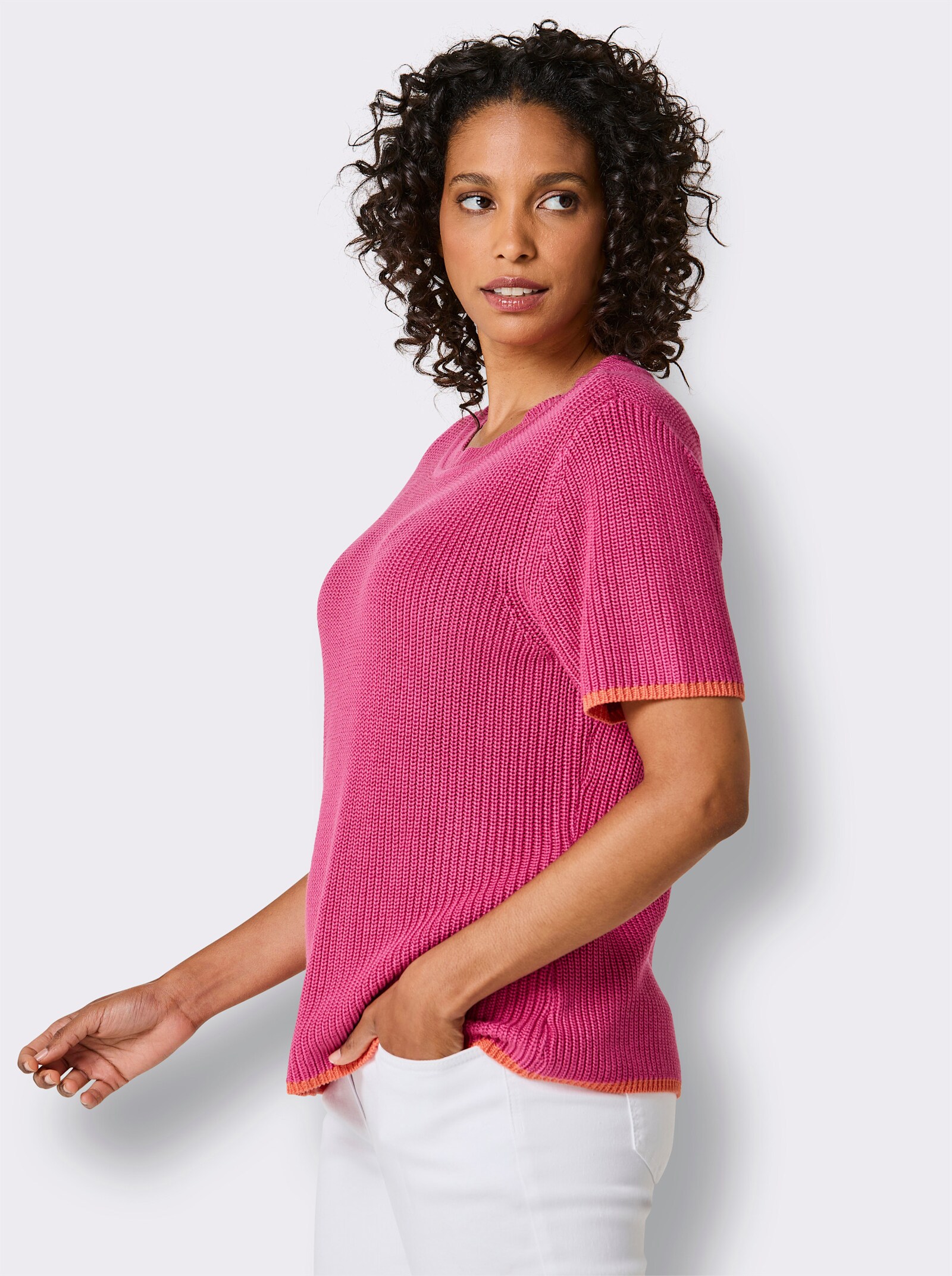 CREATION L PREMIUM Kurzarmpullover - fuchsia