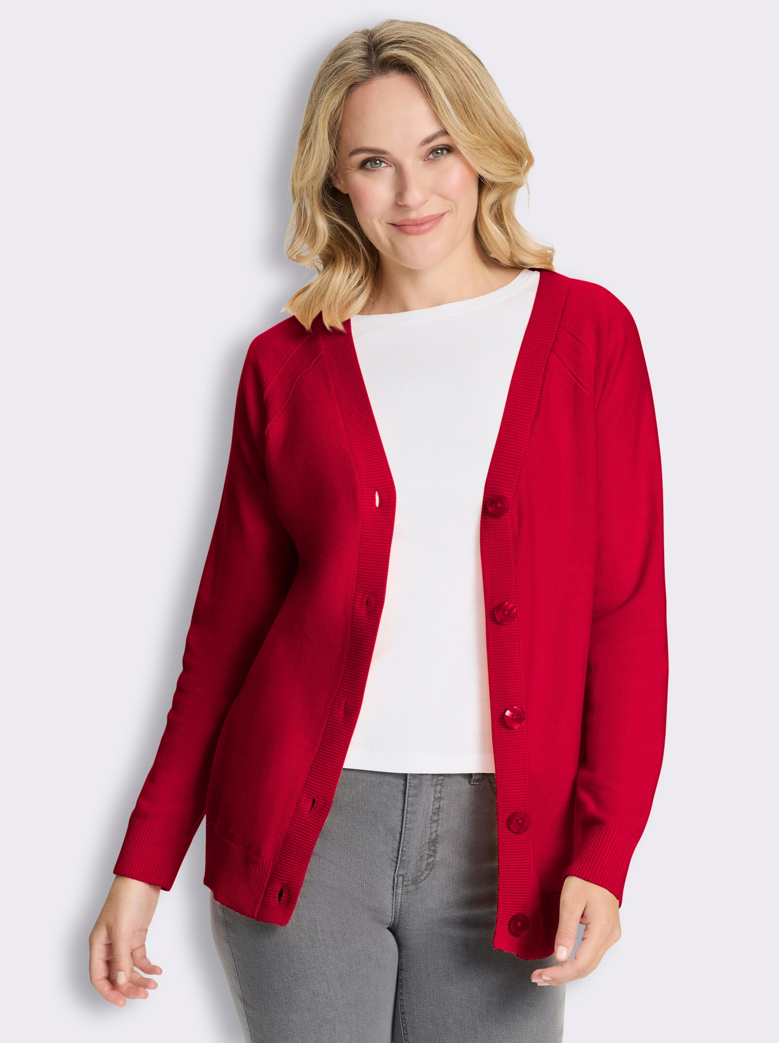 Strickjacke mit Raglan-Ärmeln - rot