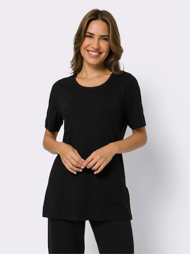 Longshirt im Baumwoll-Modal-Mix - schwarz