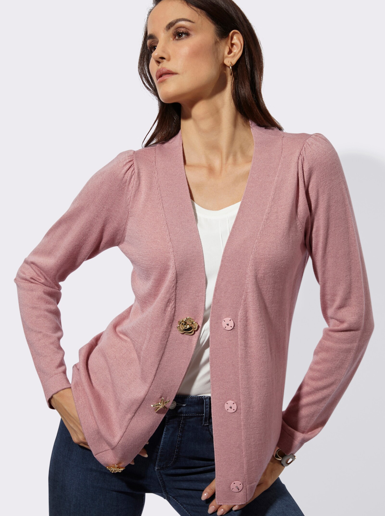 Cardigan mit Druckknöpfen - hortensie