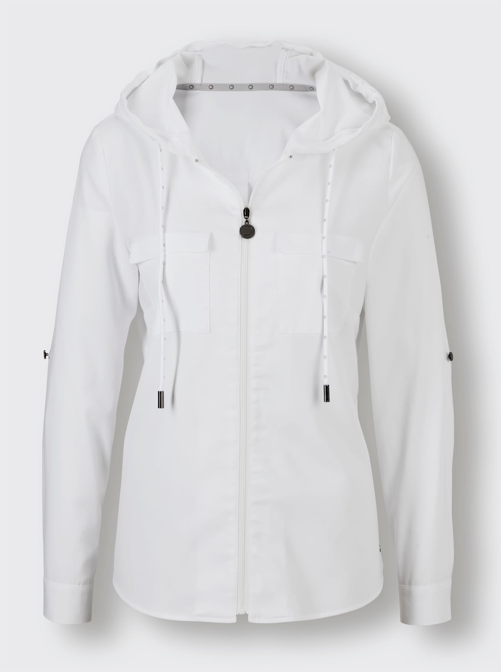 CREATION L PREMIUM Blusenjacke mit Krempel-Ärmel - ecru