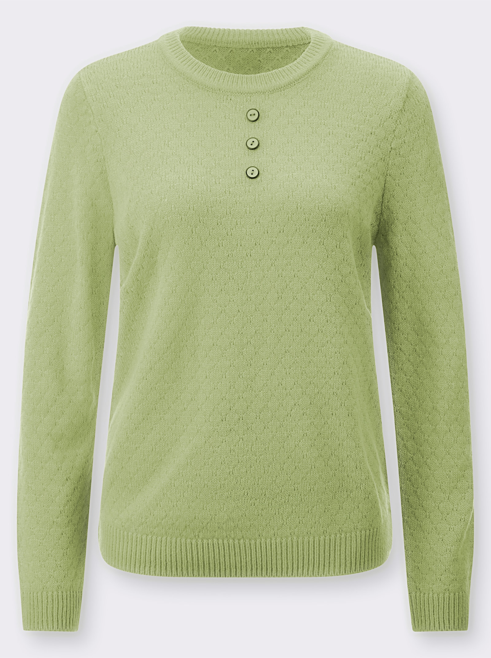 Strickpullover mit Zierknöpfen - lindgrün