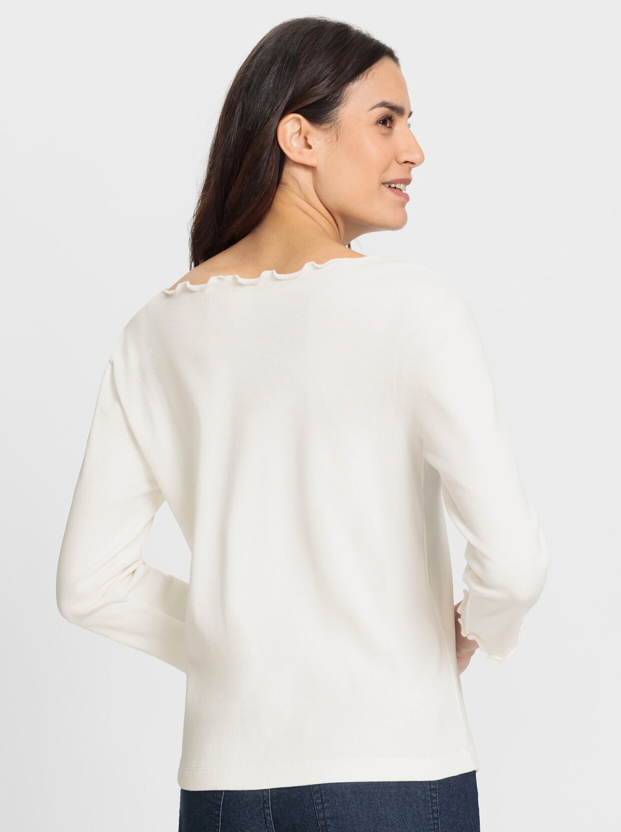Shirt met V-hals - ecru