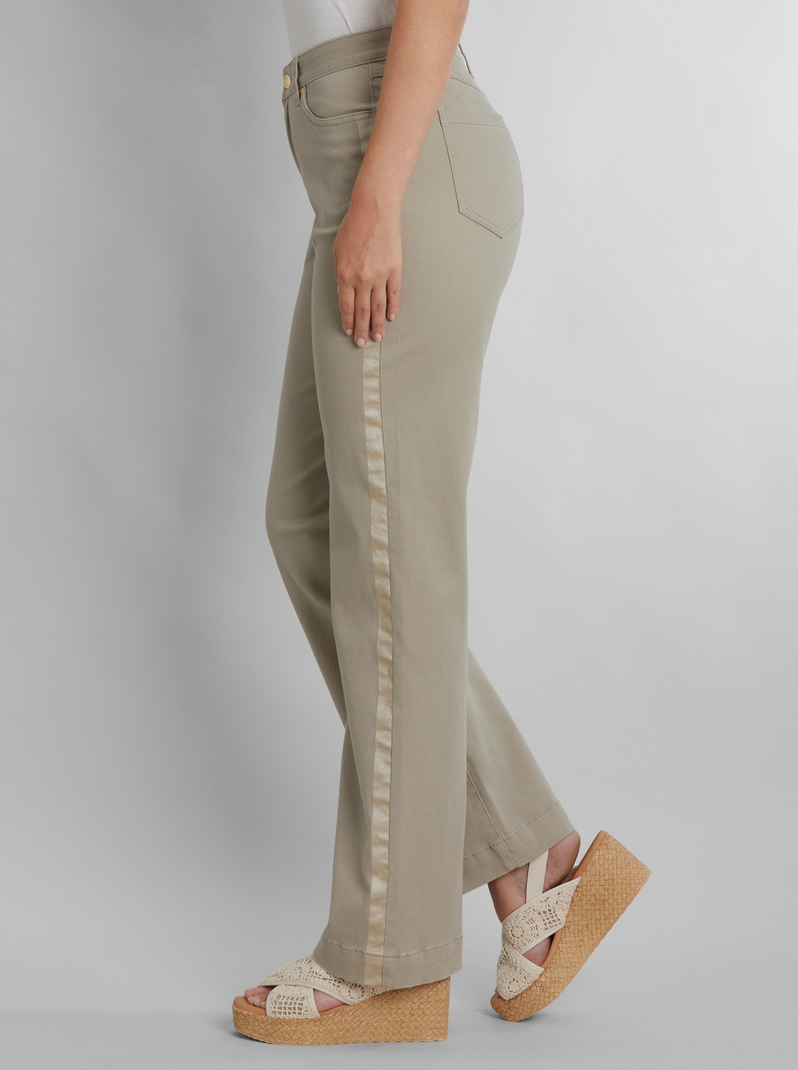 heine 5-Pocket-Jeans mit Folienstreifen - schlamm