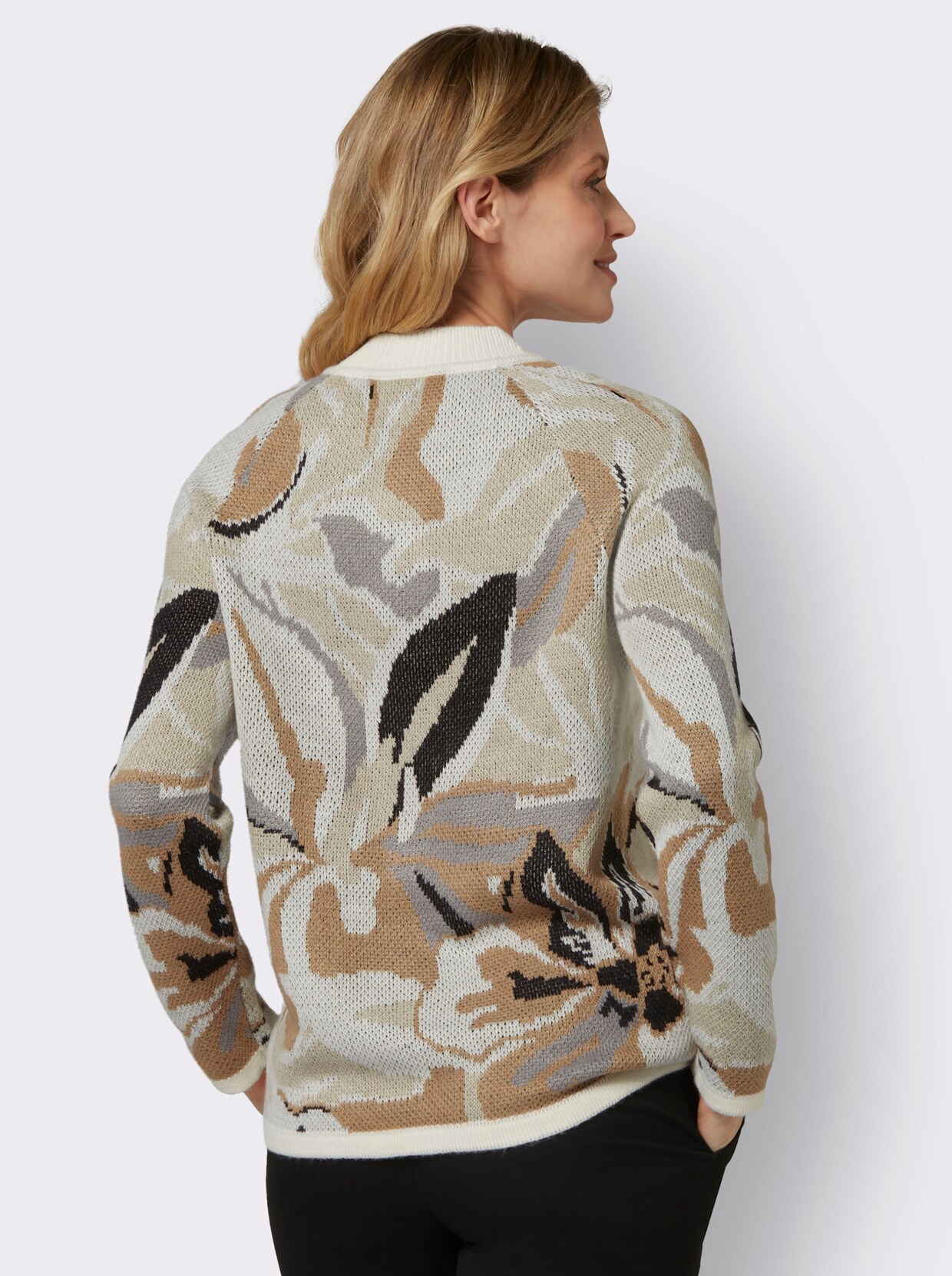 Pullover van jacquard - champagne/camel gedessineerd