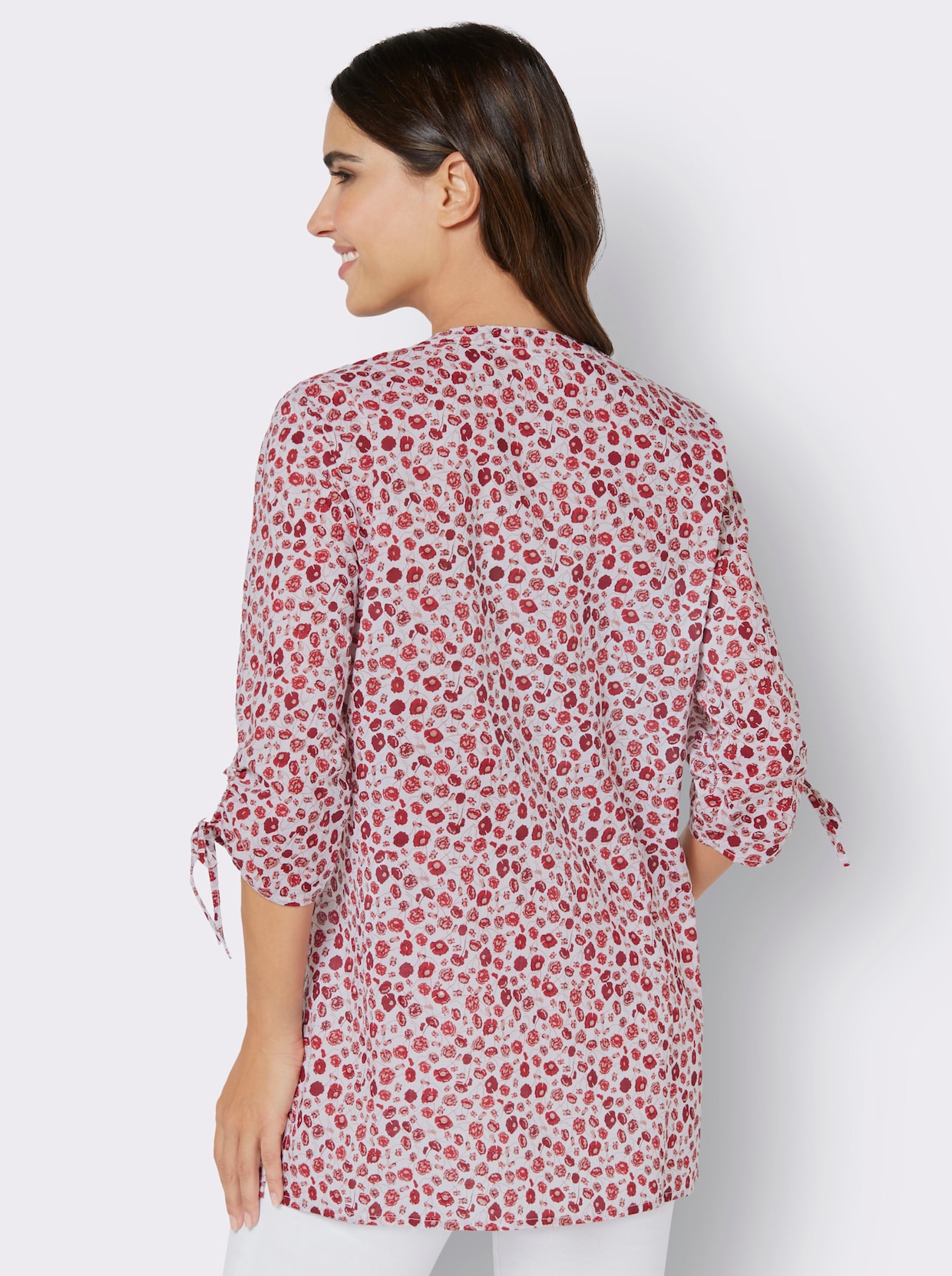 Longline blouse - ecru/aardbei bedrukt