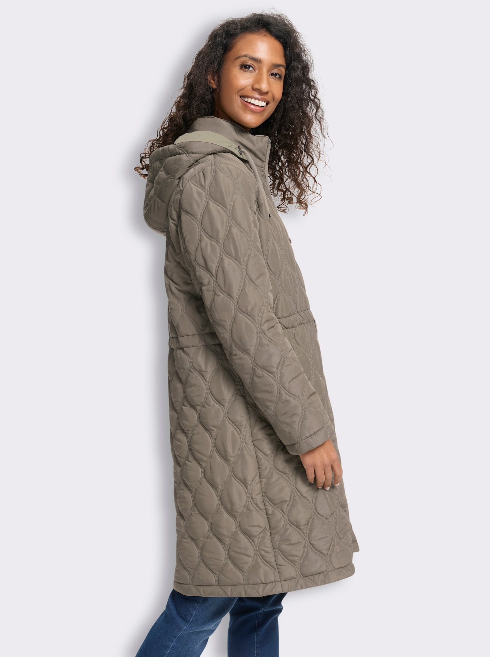 heine Mantel mit Wende-Effekt - taupe