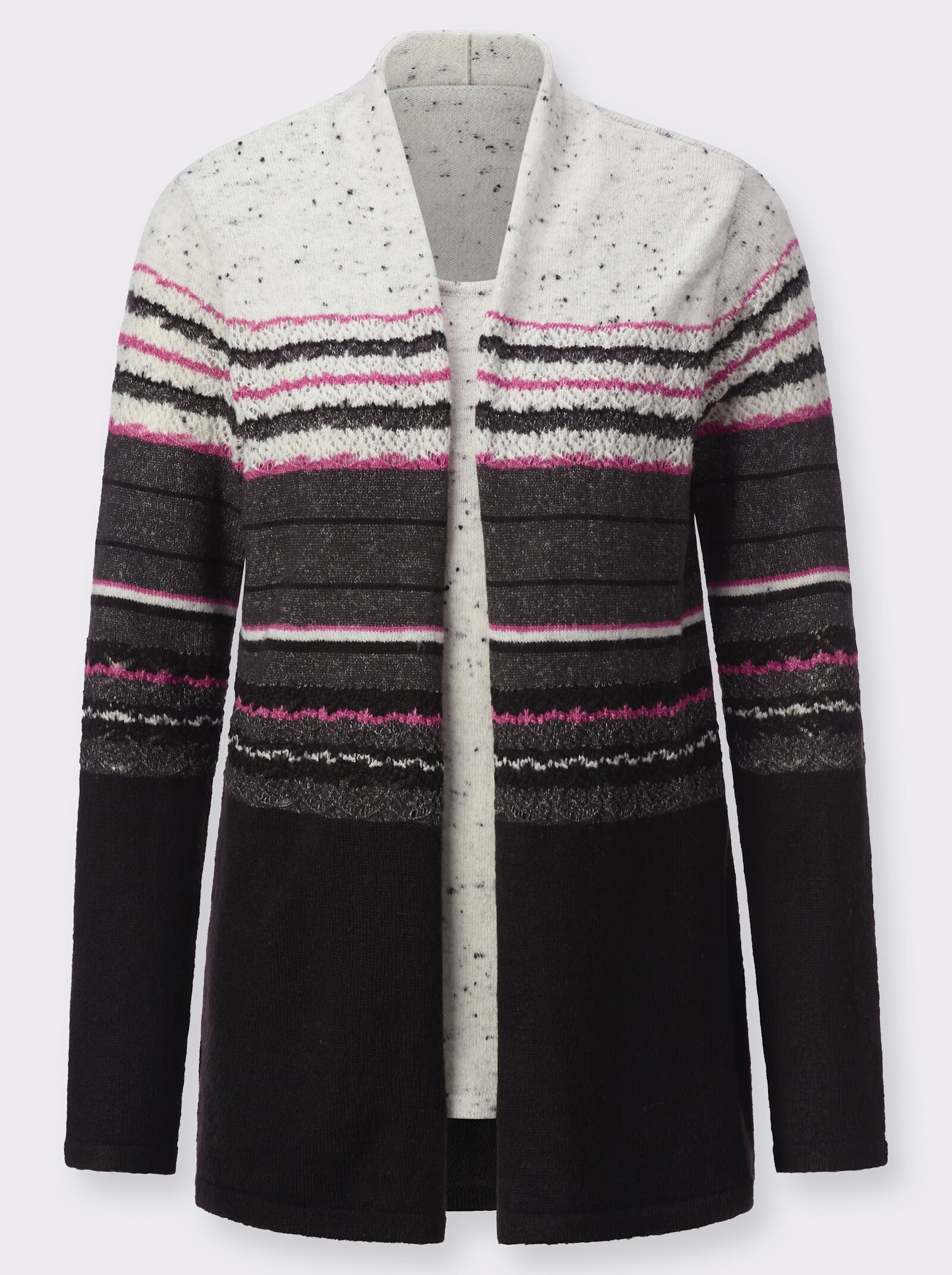 2-in-1-pullover in streepjesdessin - antraciet/heide gestreept