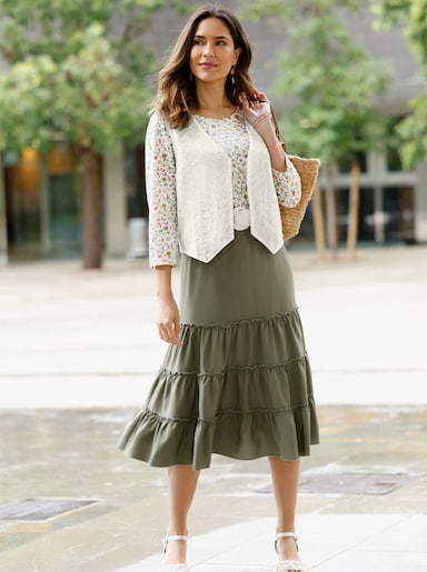 Weste mit Lochstickerei - ecru