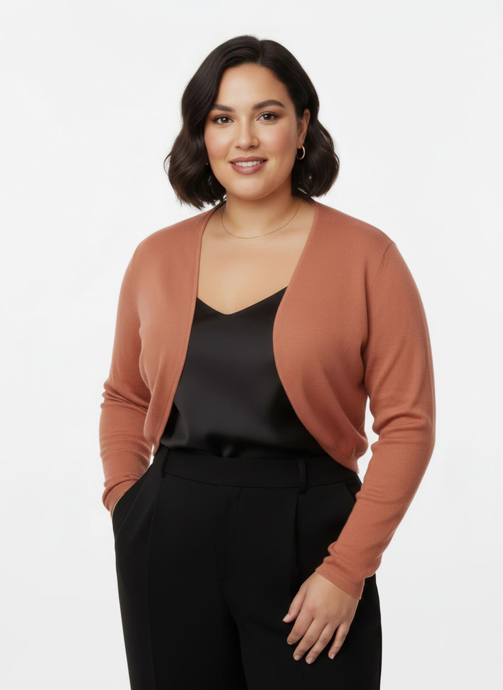 Bolero Feinstrick-Qualität, verschlusslos - papaya