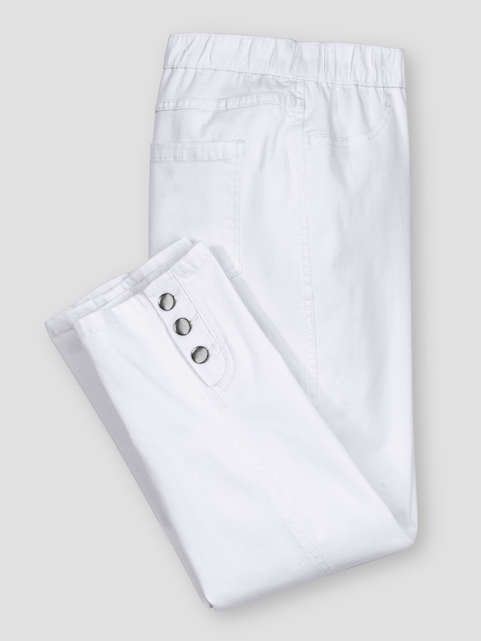 7/8-jeans met sierknopen opzij - wit