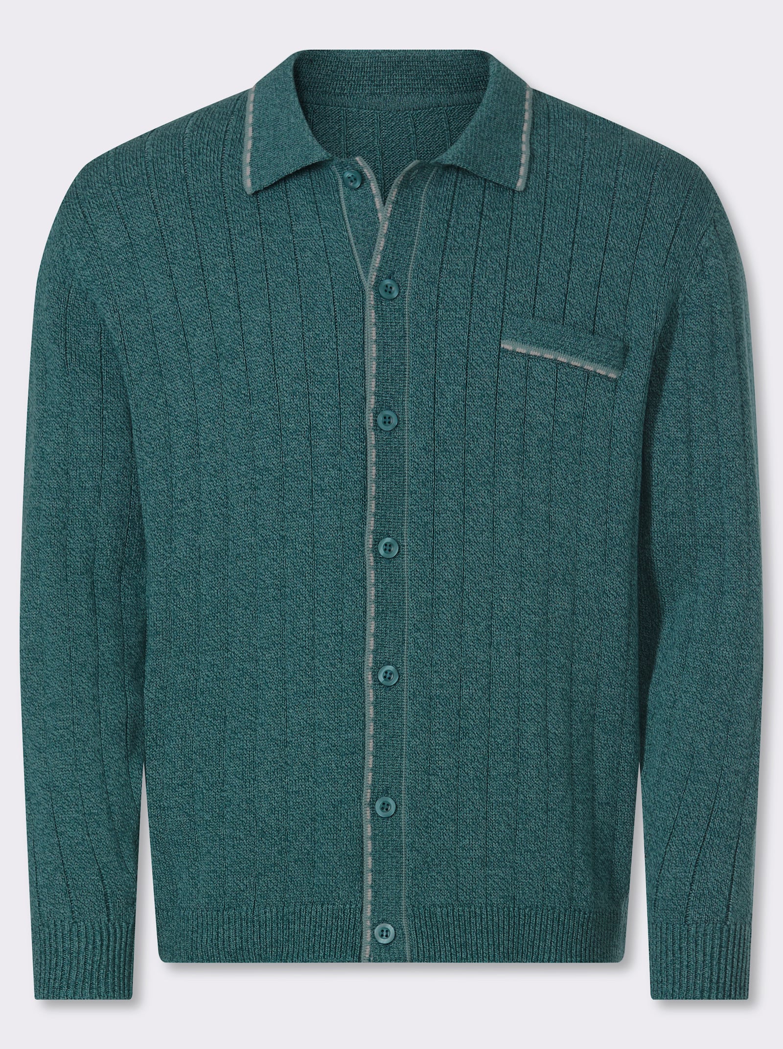 Marco Donati Strickjacke mit Ripp-Muster, 50% Baumwolle - petrol-meliert