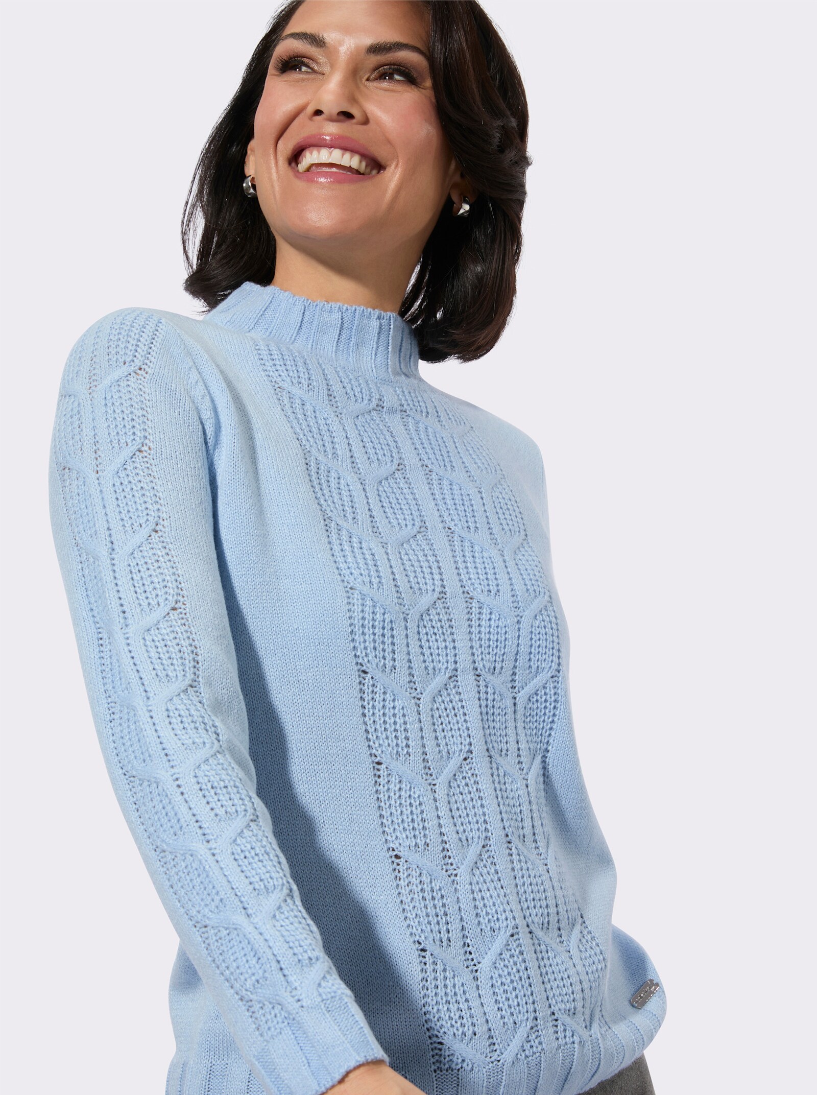 Stehkragenpullover - eisblau