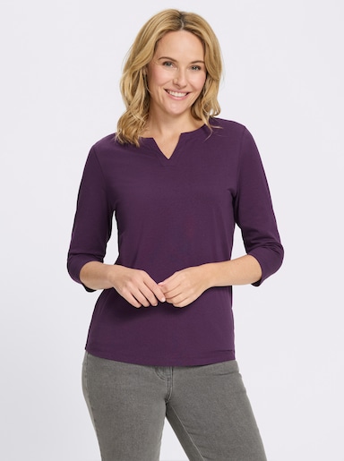 3/4-Arm-Shirt aus reiner Baumwolle - traube