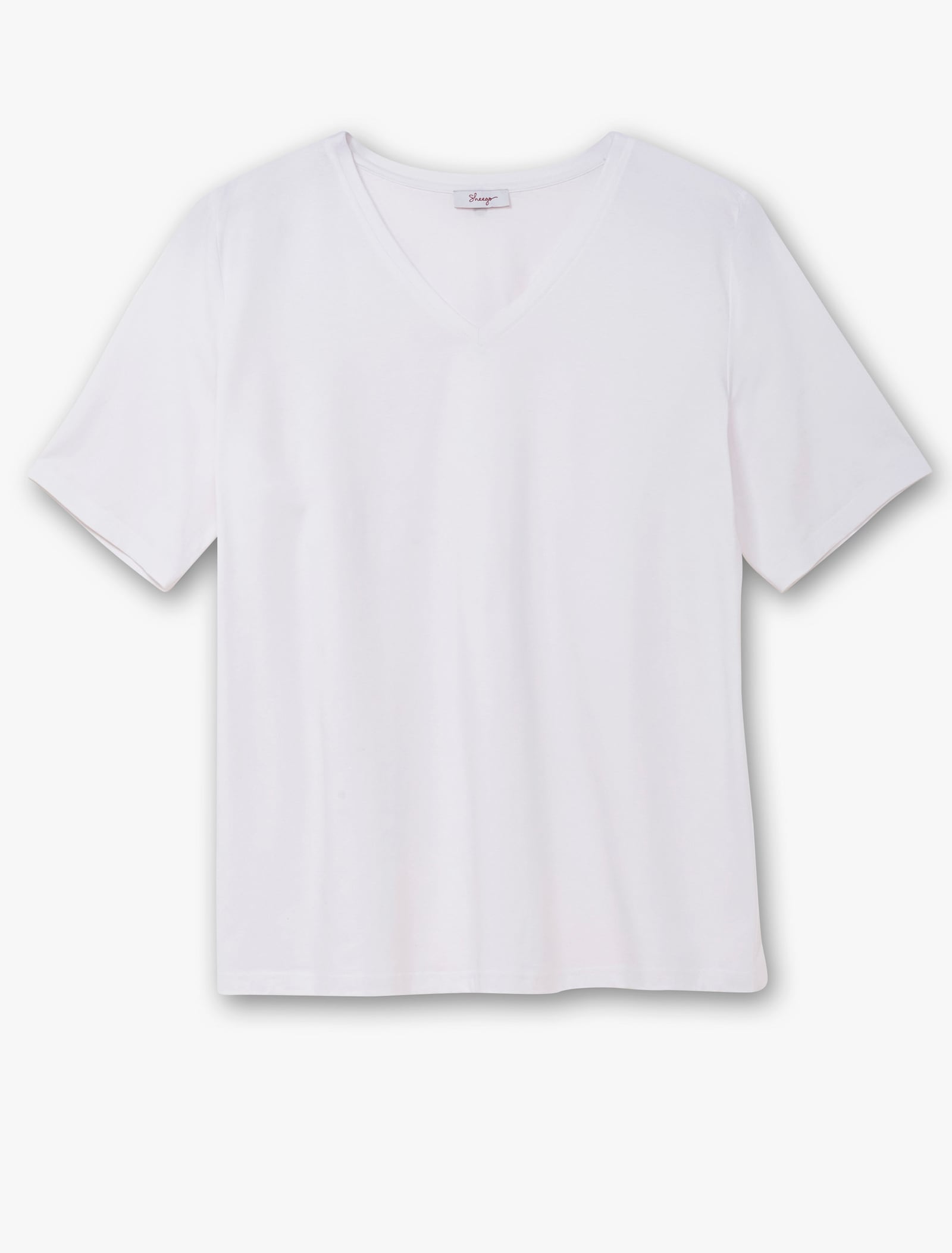 sheego Shirt met V-hals van jersey, licht getailleerd - wit