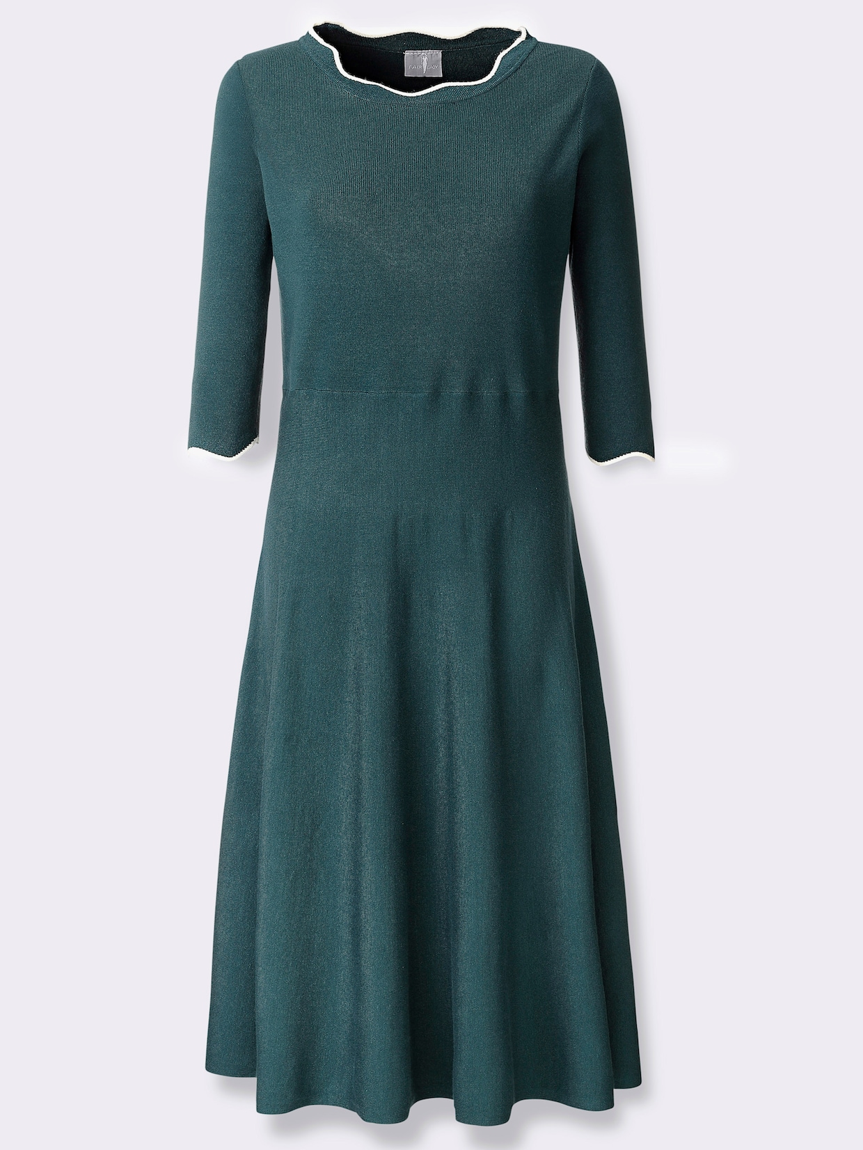 Strickkleid - petrol-champagner-gemustert