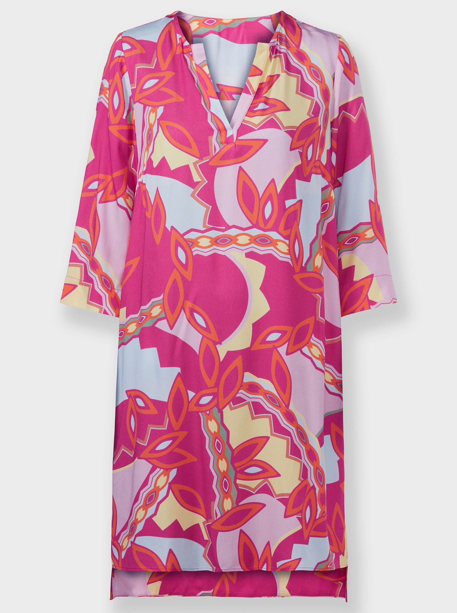 heine Druckkleid mit seitlichen Nahttaschen - orange-fuchsia-bedruckt