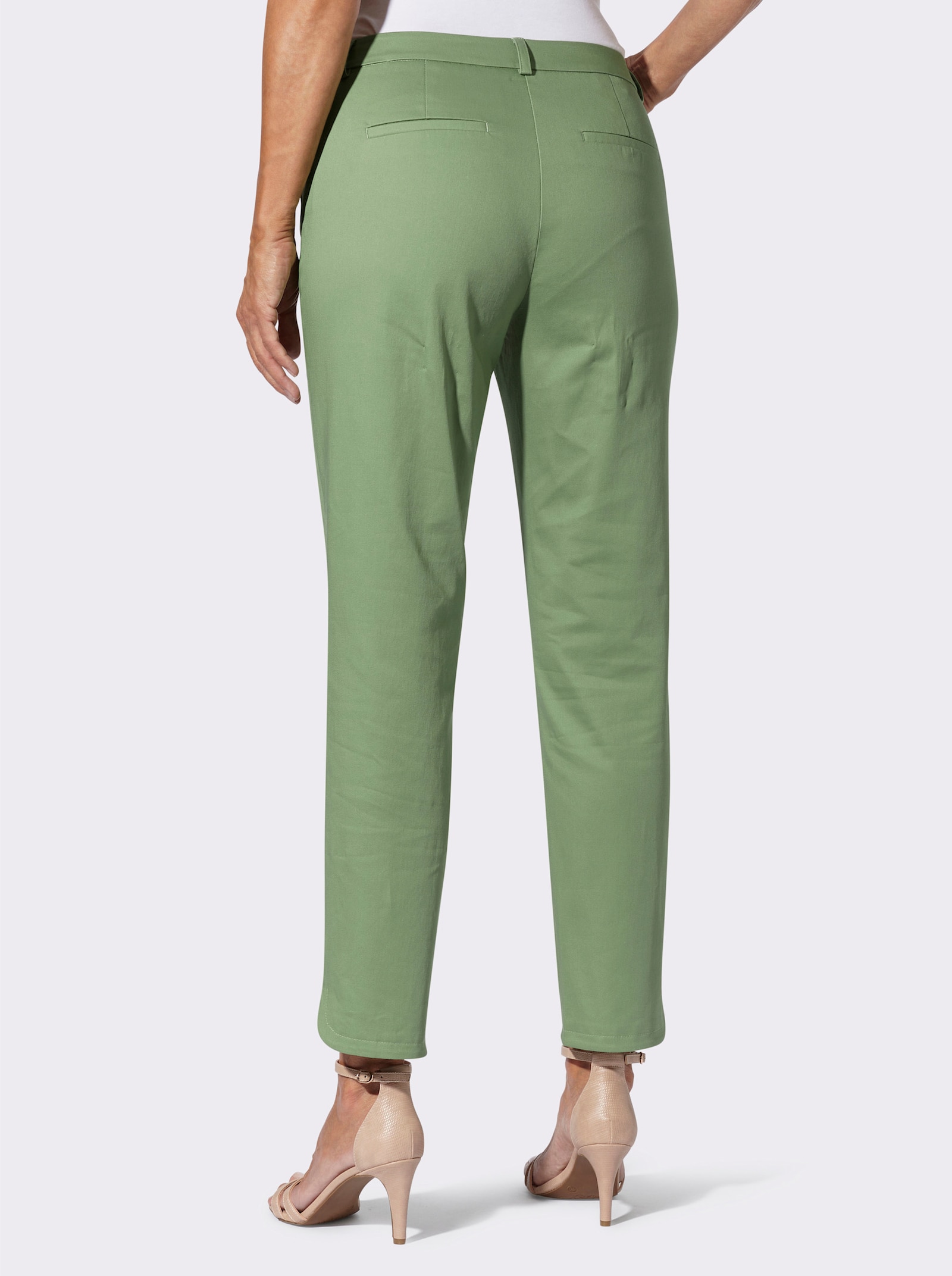 Hose mit Glitzersteinchen am Saum - eucalyptus